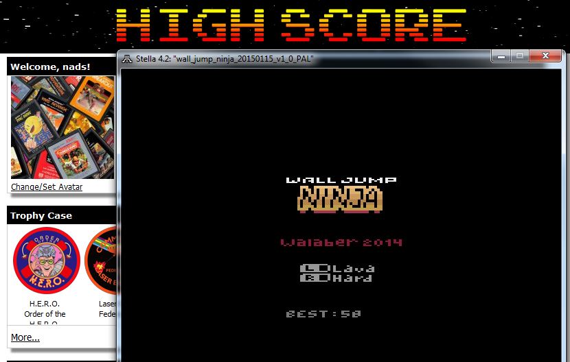 nads: Wall Jump Ninja (Atari 2600 Emulated) 58 points on 2016-02-06 17:04:28