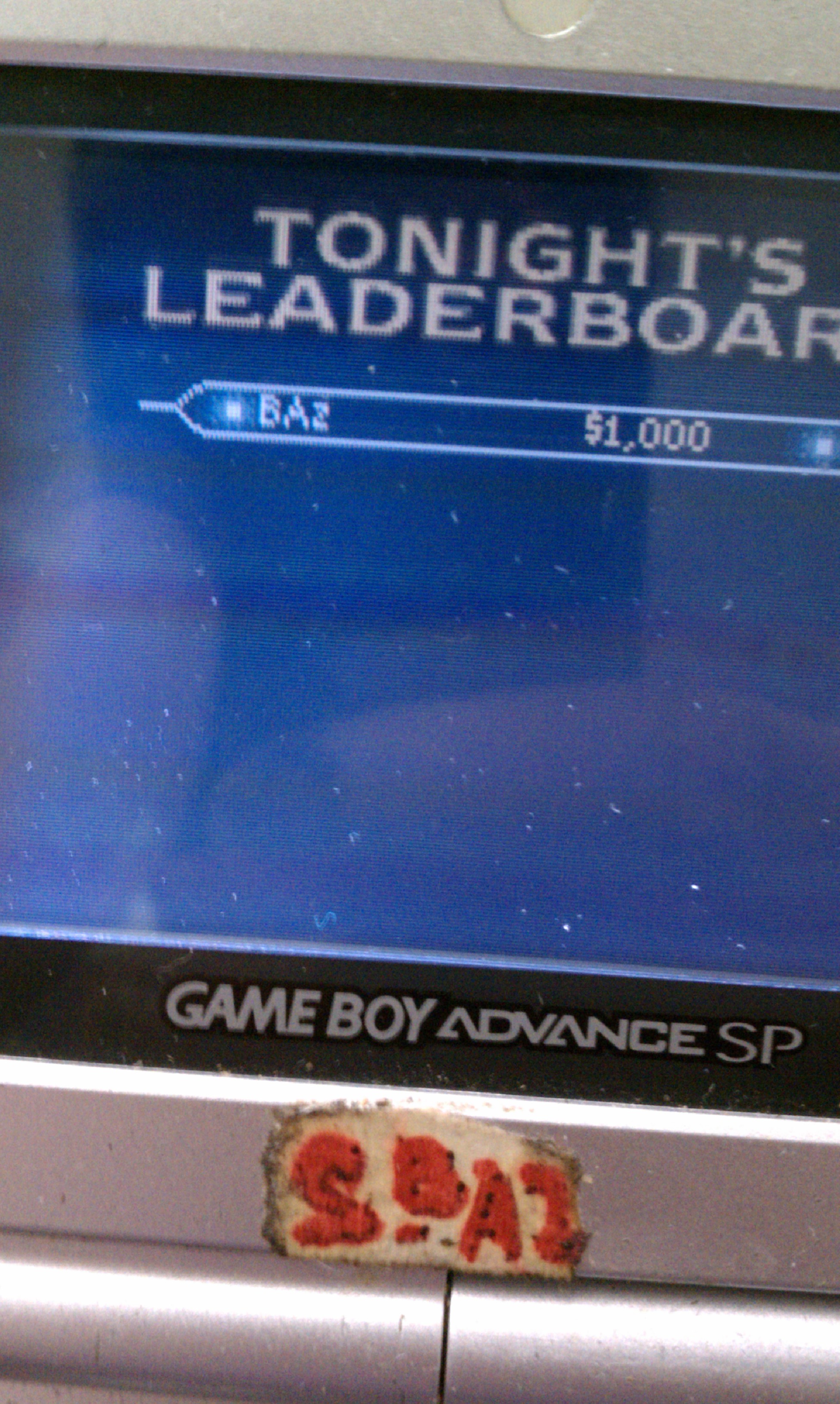 S.BAZ: Who Wants To Be A Millionaire? [Dollars] (Game Boy Color) 1,000 points on 2019-12-01 07:34:04