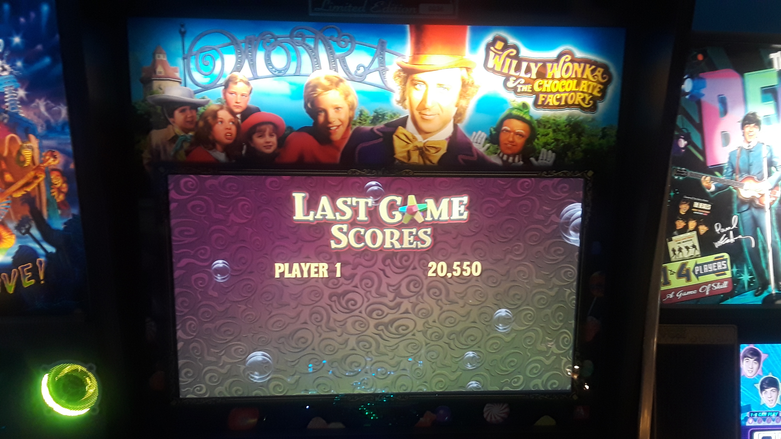 JML101582: Willy Wonka And The Chocolate Factory [LE] (Pinball: 3 Balls) 20,550 points on 2019-11-24 15:53:09