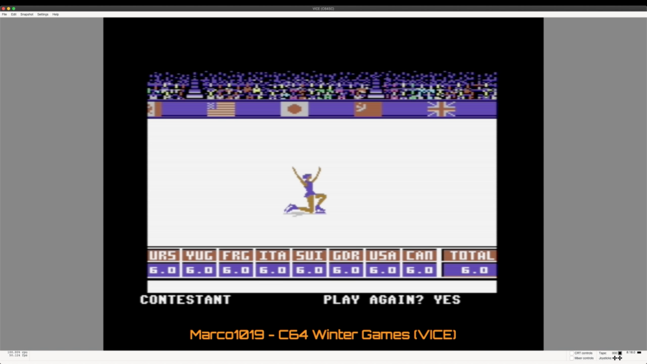 Marco1019: Winter Games: Free Skating (Commodore 64 Emulated) 60 points on 2021-01-12 21:58:54