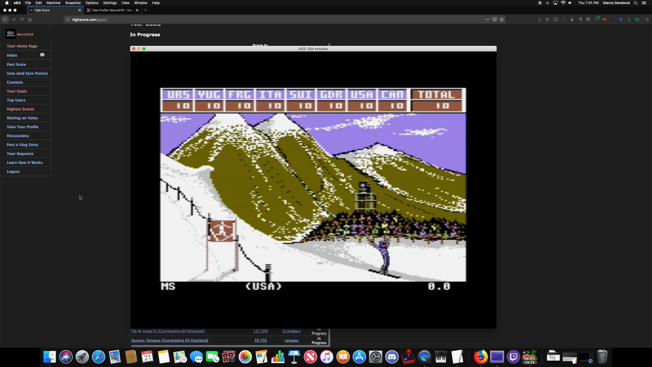 Marco1019: Winter Games: Hot Dog (Commodore 64 Emulated) 100 points on 2019-02-21 21:19:51