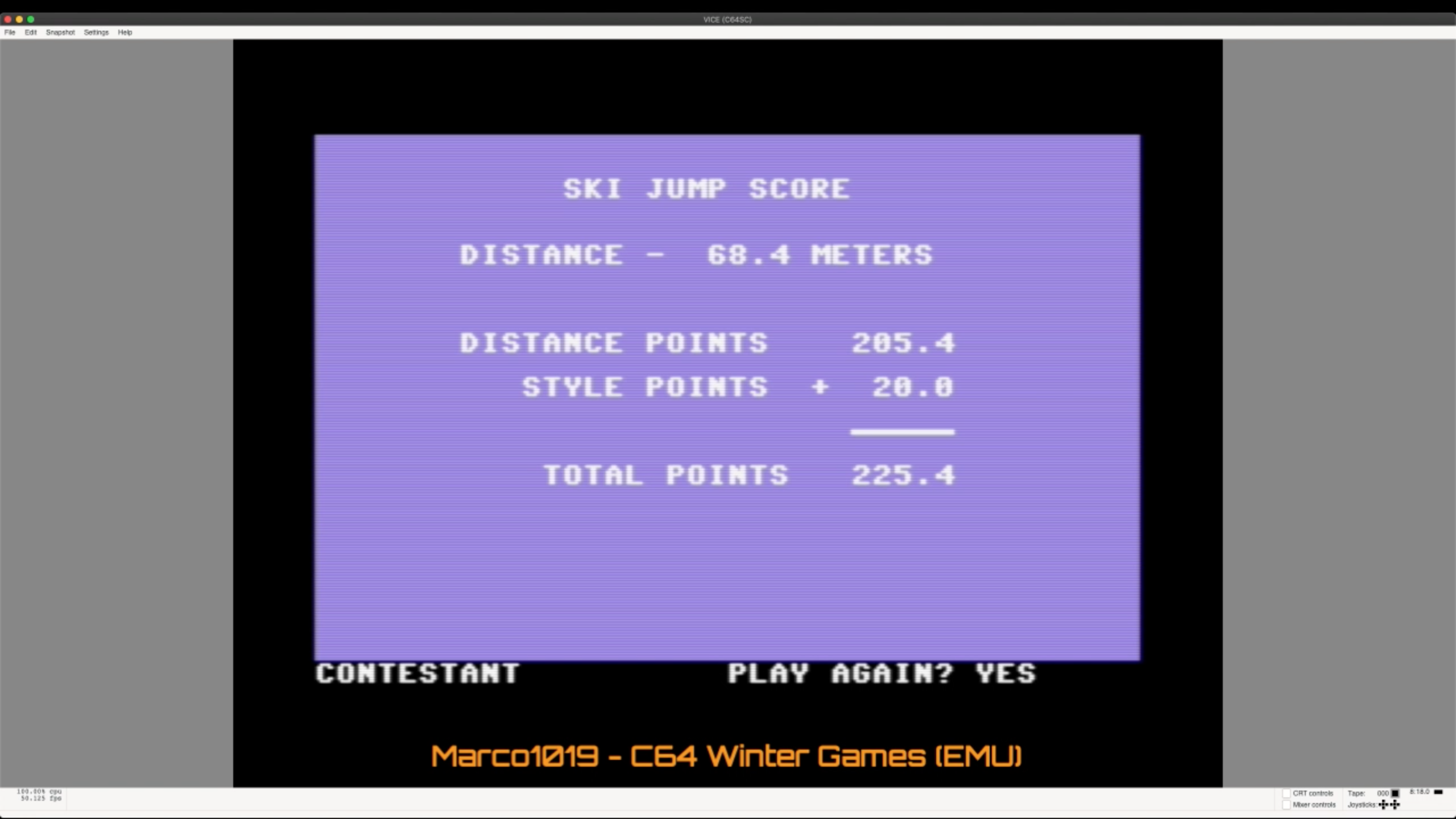 Marco1019: Winter Games: Ski Jump (Commodore 64 Emulated) 2,254 points on 2021-01-18 13:49:34