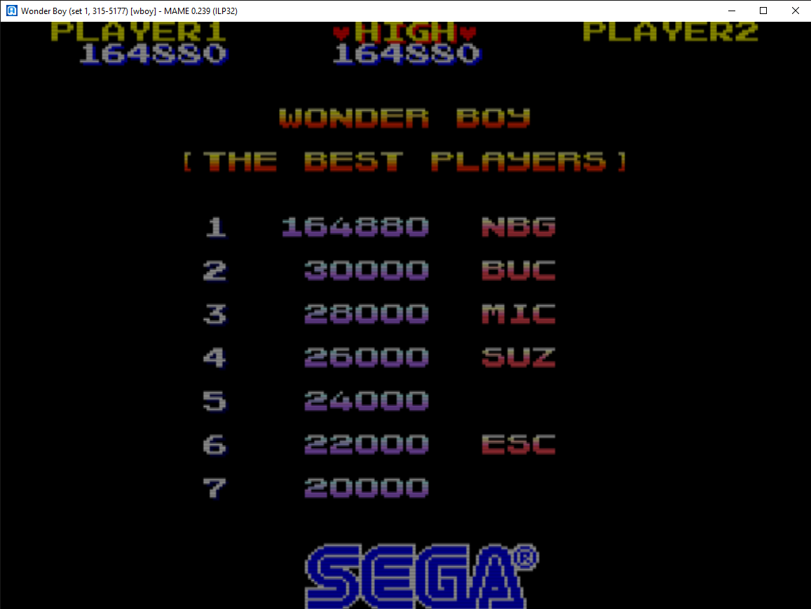 Wonder Boy 164,880 points