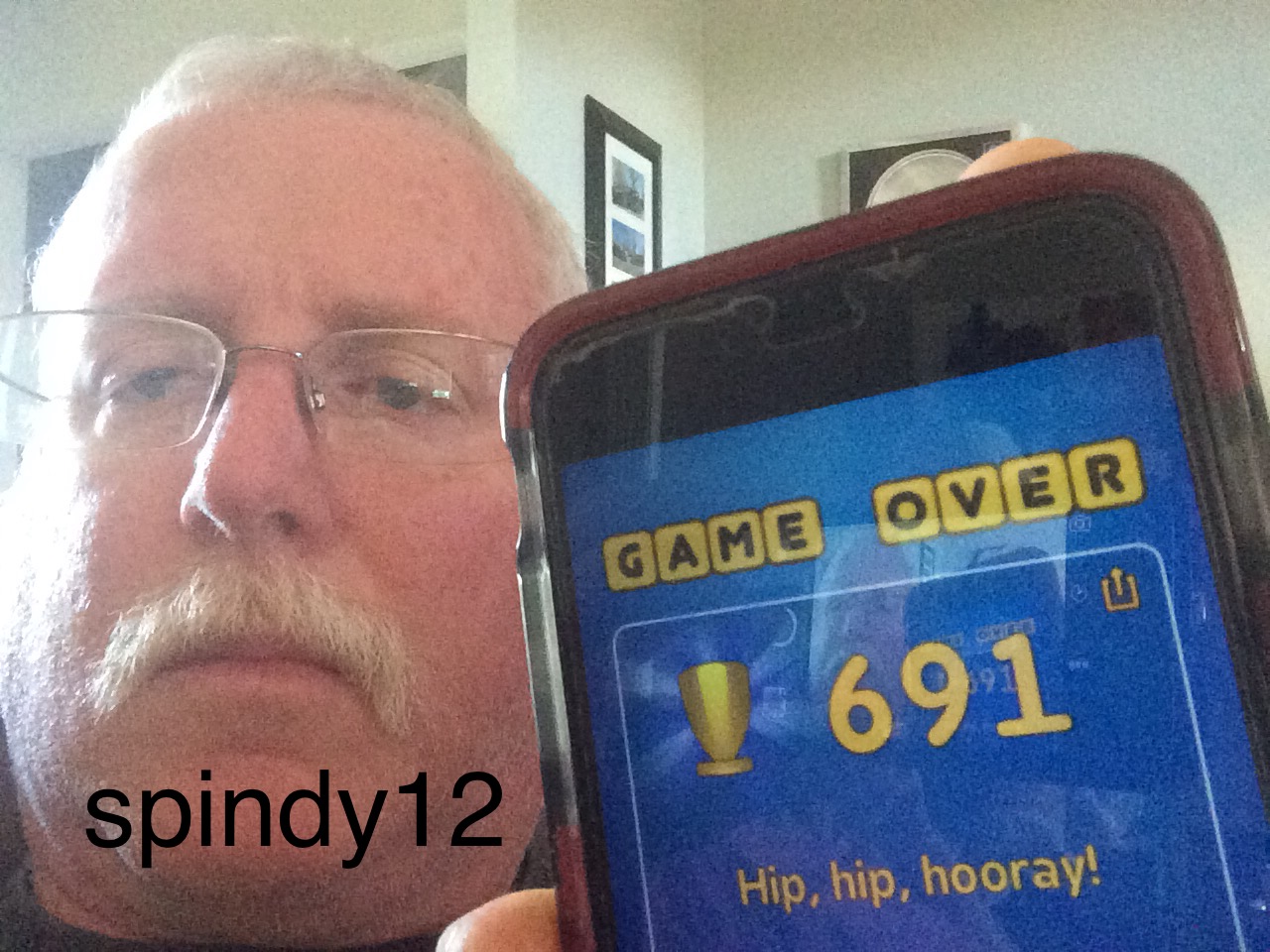 Spindy12: Word Shaker [5x5 board at 1 minute limit] (iOS) 691 points on 2016-05-31 14:03:09