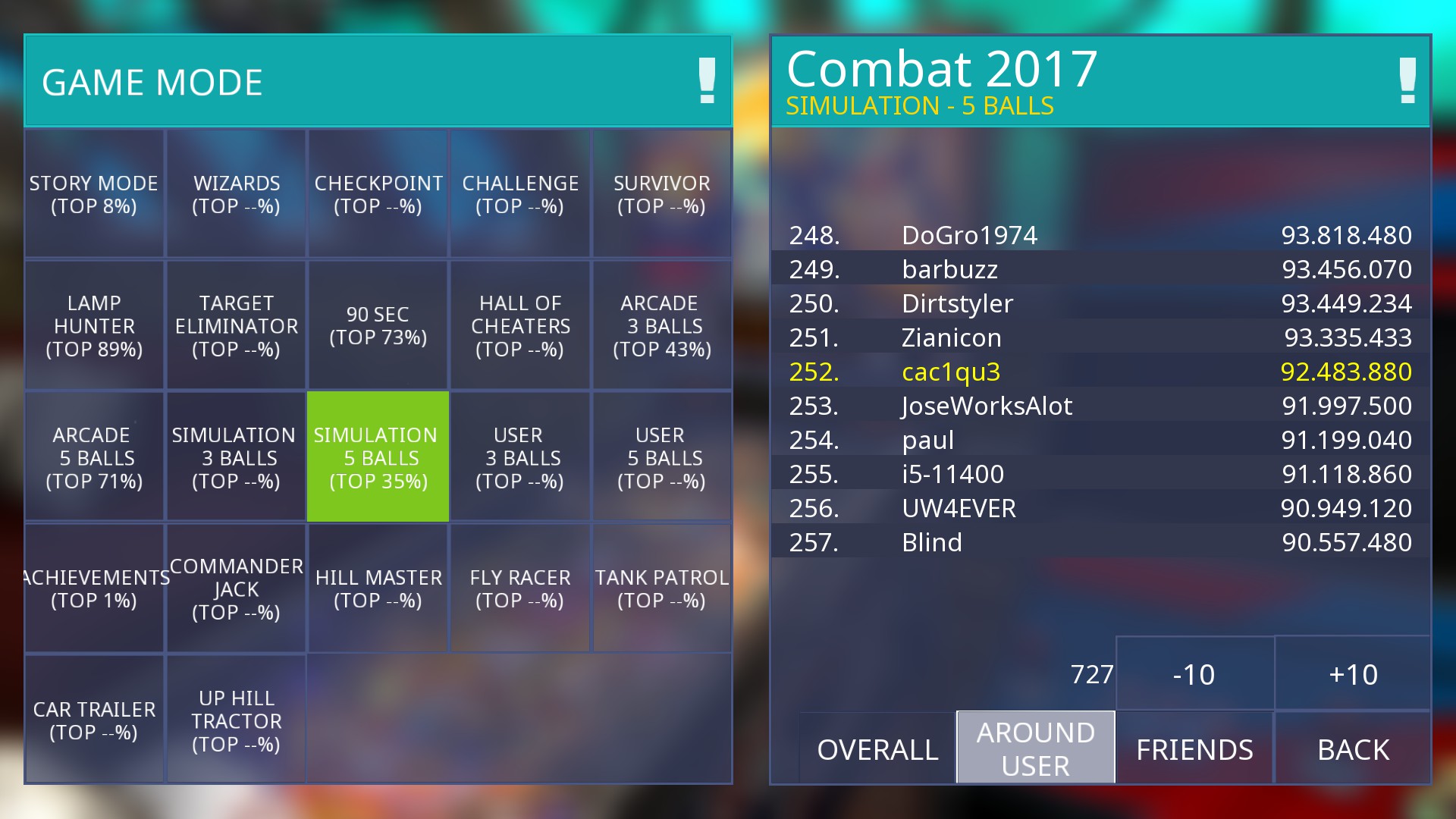 e2e4: Zaccaria Pinball: Combat 2017 [5 balls] (PC) 92,483,880 points on 2022-09-19 19:33:42