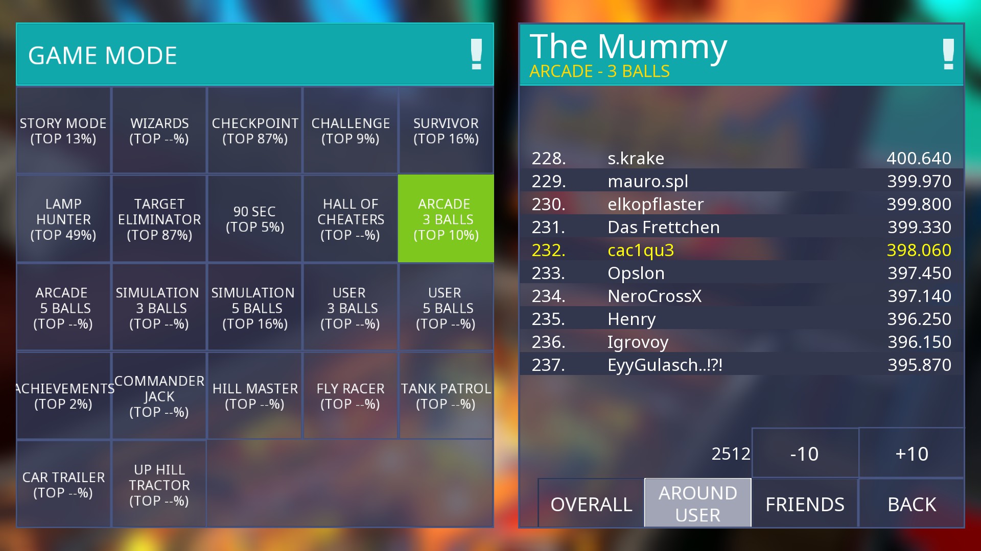e2e4: Zaccaria Pinball: The Mummy [3 balls] (PC) 398,060 points on 2022-07-09 09:06:50