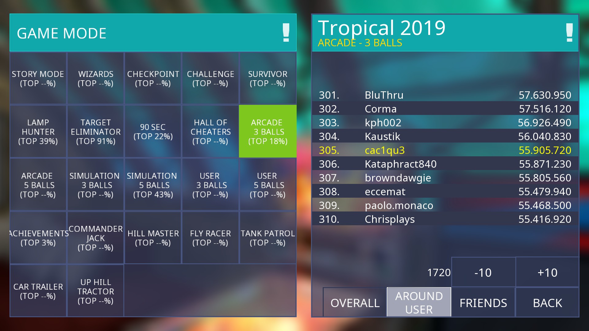 e2e4: Zaccaria Pinball: Tropical 2019 [3 Balls] (PC) 55,905,720 points on 2022-06-29 11:08:01