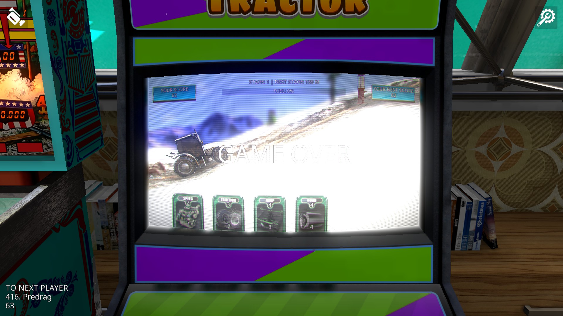 e2e4: Zaccaria Pinball: Up Hill Tractor (PC) 62 points on 2022-05-13 01:57:49