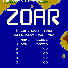 DBCooper: Zoar [zoar] (Arcade Emulated / M.A.M.E.) 55,750 points on 2017-10-09 17:46:47