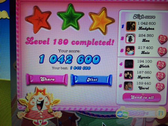 Candy Crush Saga: Level 179 1,042,600 points