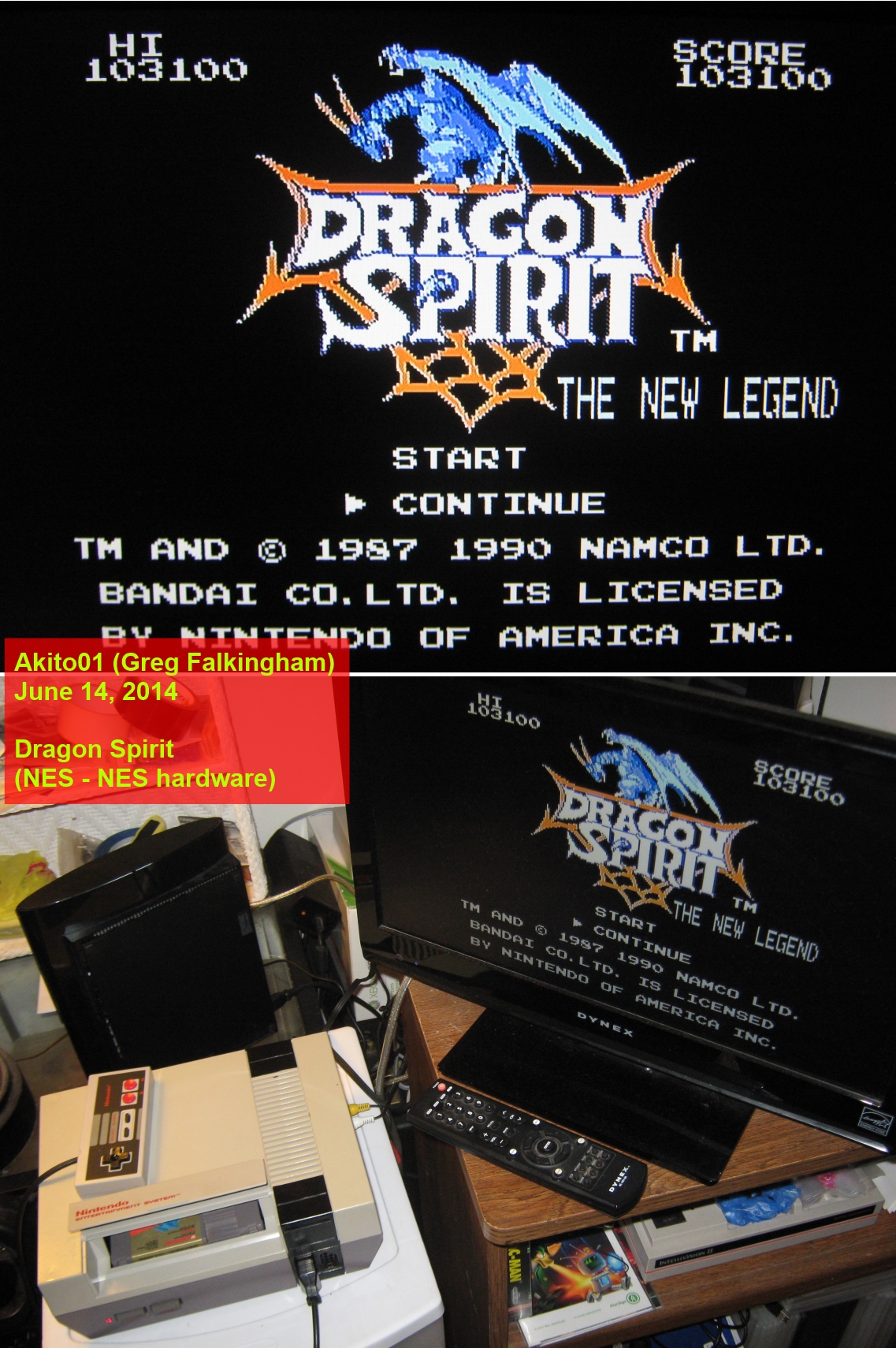 Akito01: Dragon Spirit (NES/Famicom) 103,100 points on 2014-06-13 23:37:59