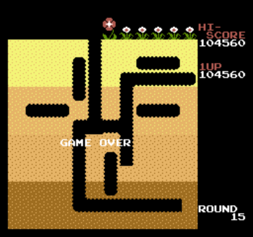 DBCooper: Dig Dug (NES/Famicom Emulated) 104,560 points on 2014-06-28 10:13:59