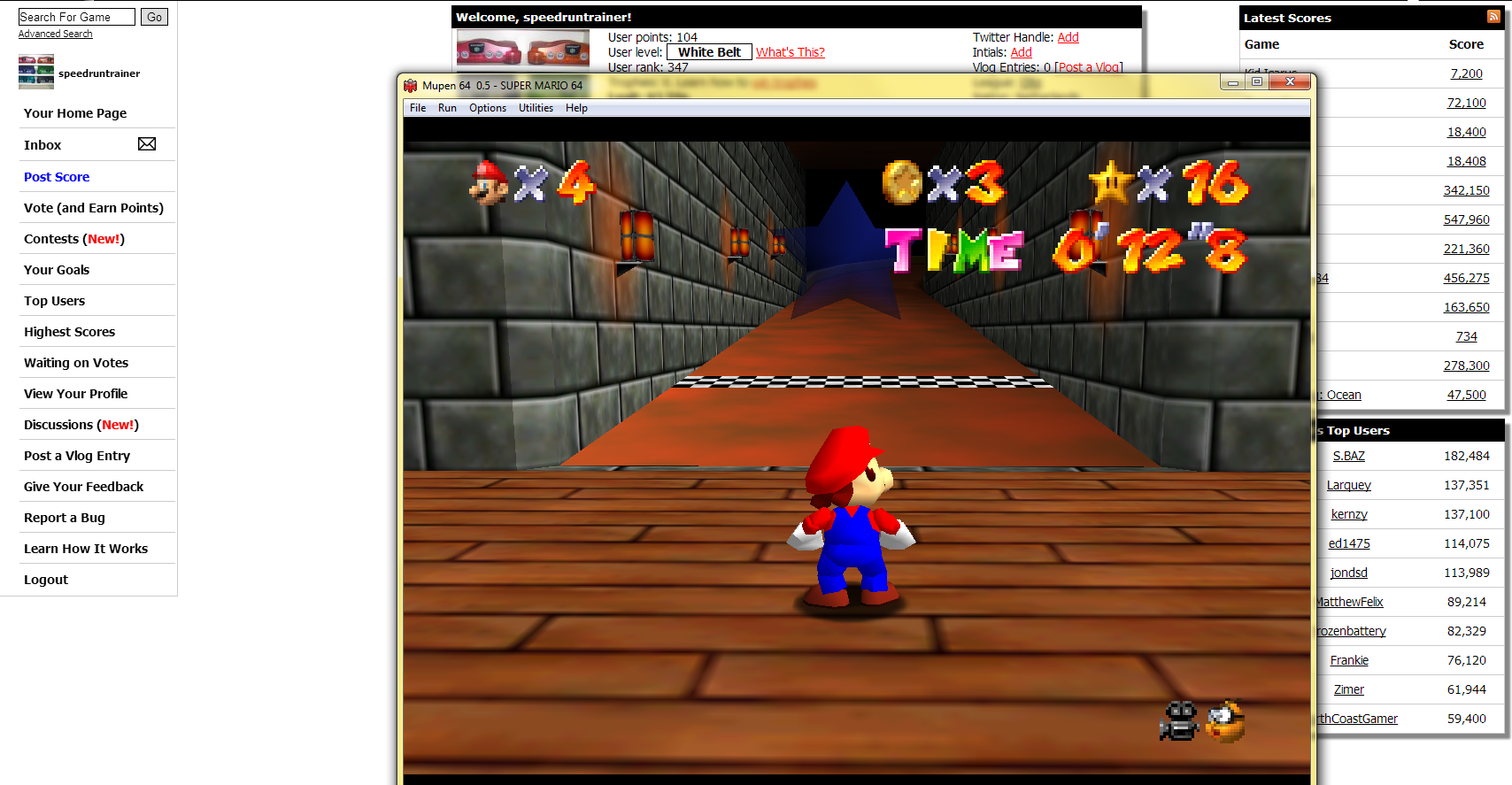 Super Mario 64: The Princesses Secret Slide time of 0:00:12.8