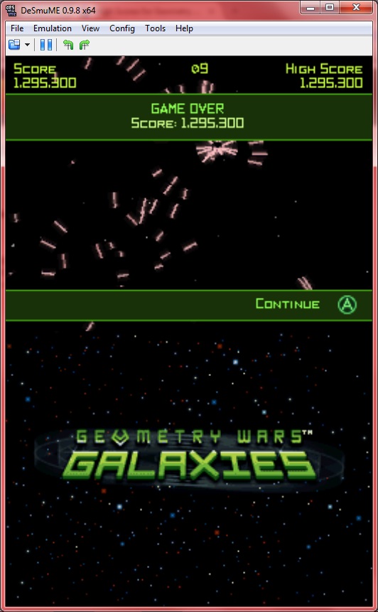 nick666101: Geometry Wars Galaxies: Retro Evolved (Nintendo DS Emulated) 1,295,300 points on 2014-07-09 04:52:58
