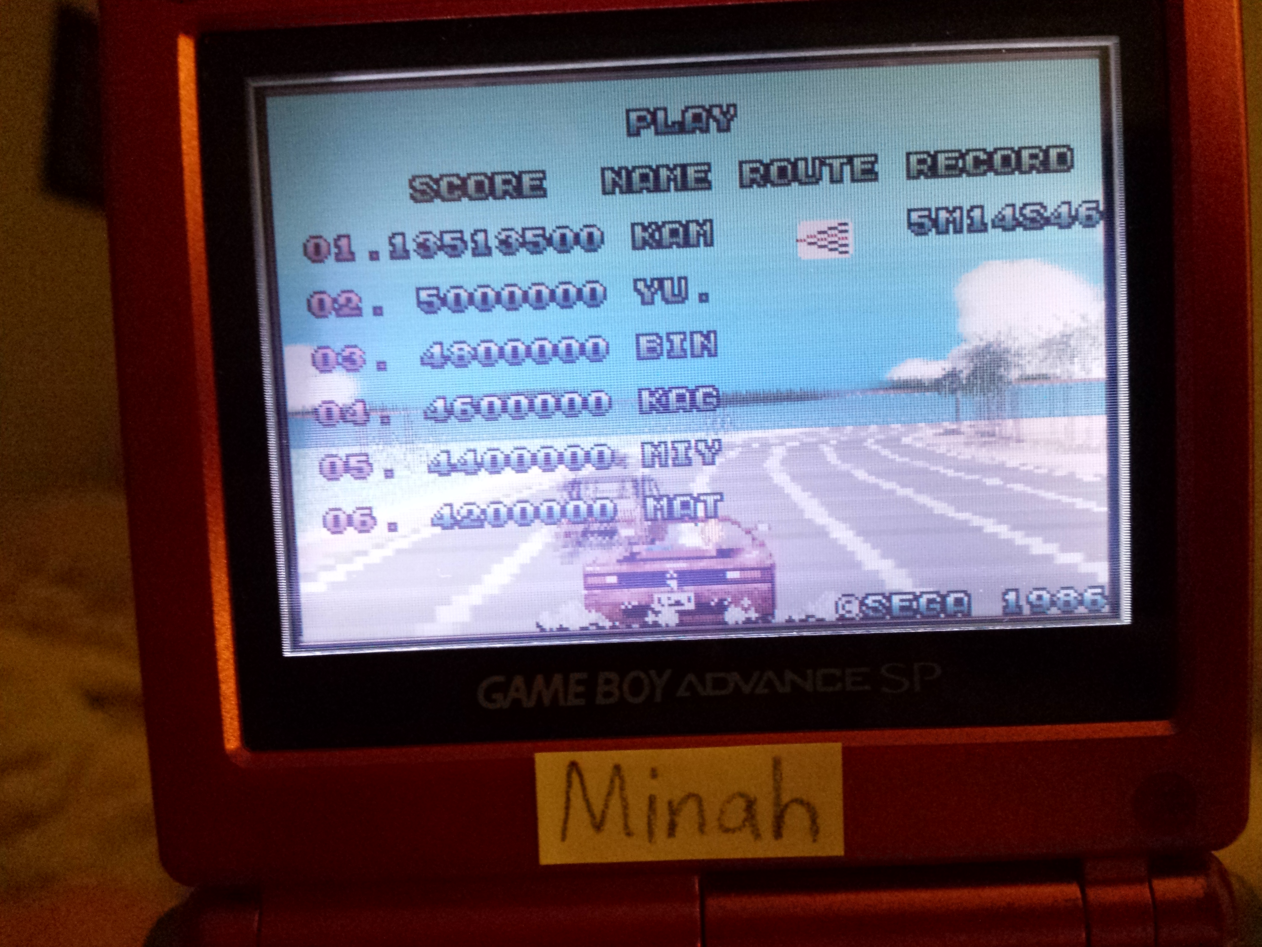 Sega Arcade Gallery: Outrun 13,513,500 points