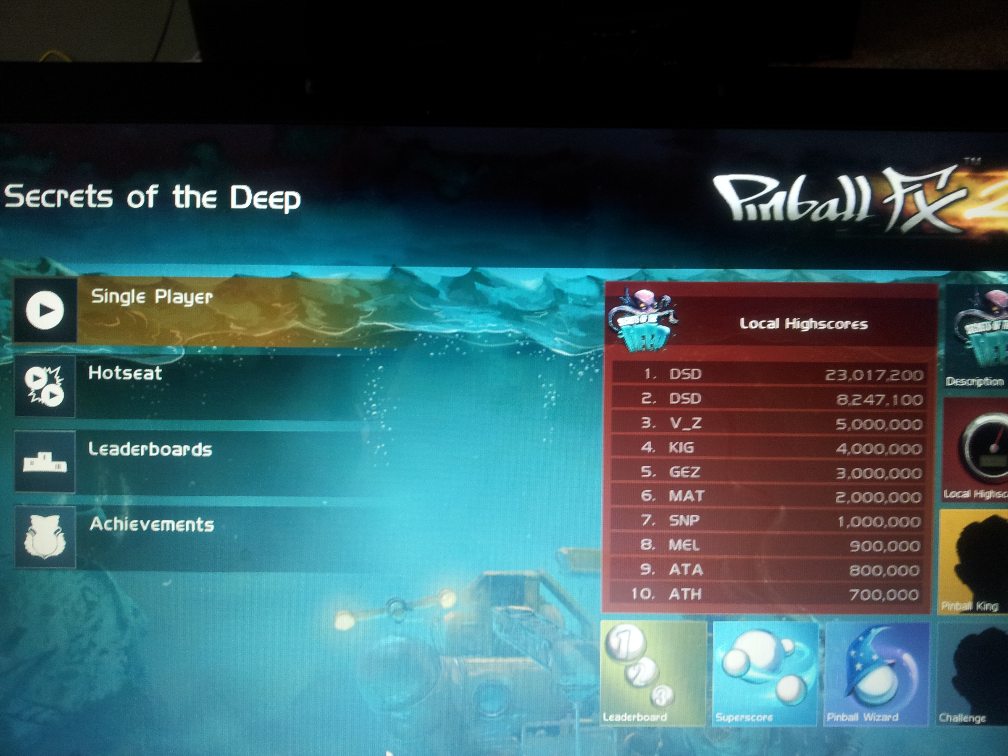 Pinball FX 2: Secrets of the Deep 23,017,200 points