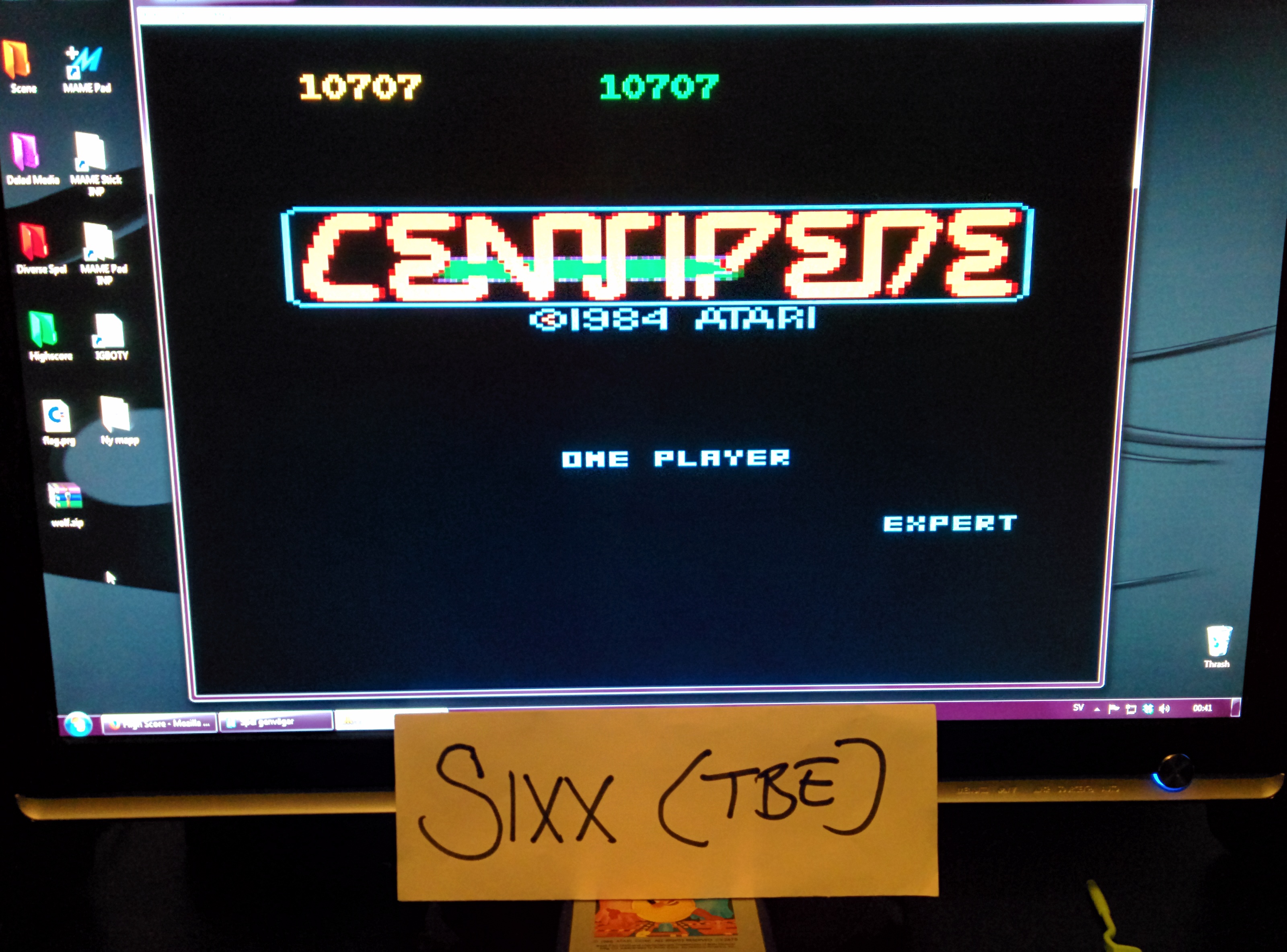 Sixx: Centipede: Expert (Atari 7800 Emulated) 10,707 points on 2014-07-13 16:43:30