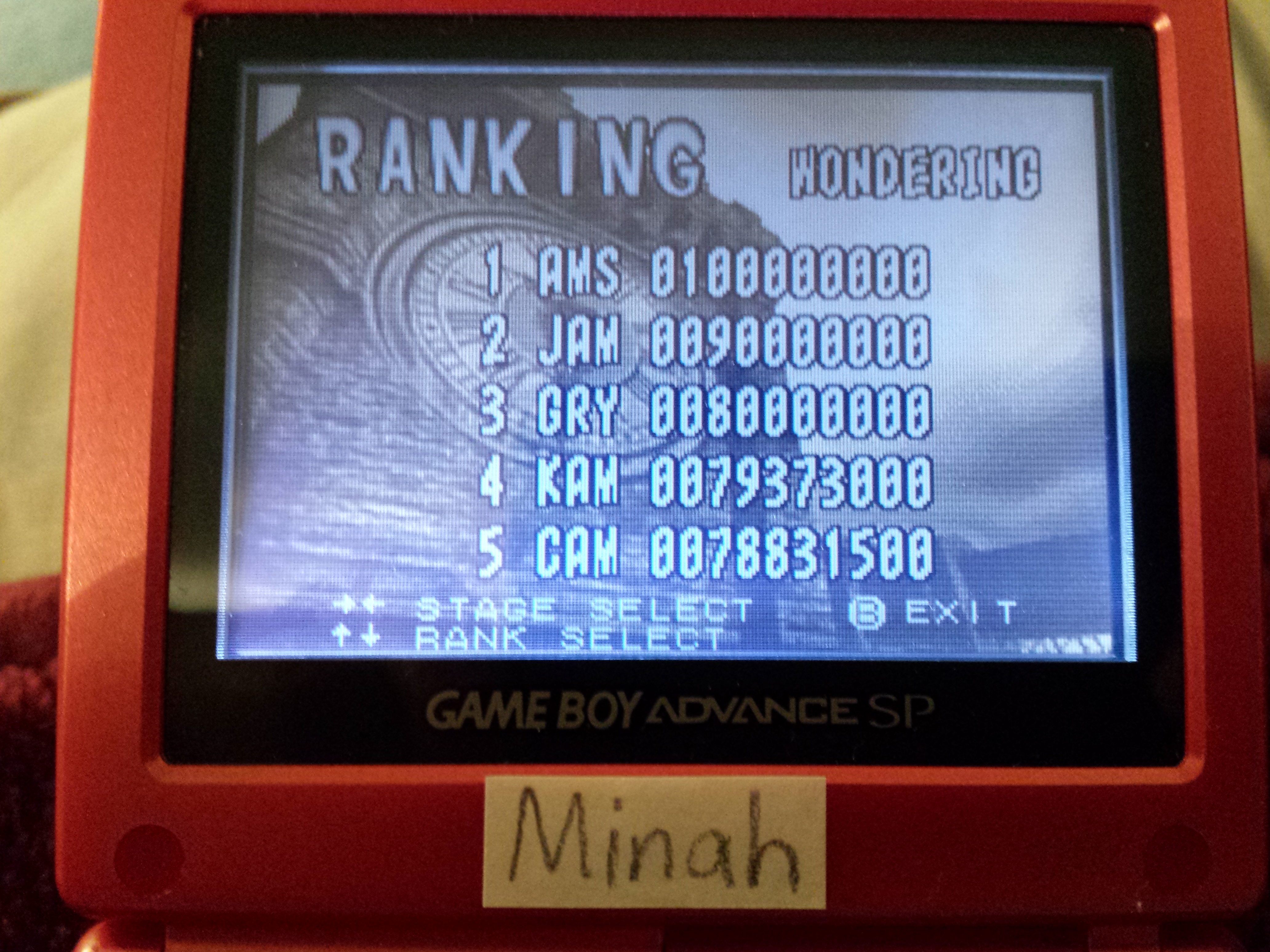 minah: Pinball Of The Dead: Normal: Wondering [Fast] (GBA) 79,373,000 points on 2014-07-13 20:19:05