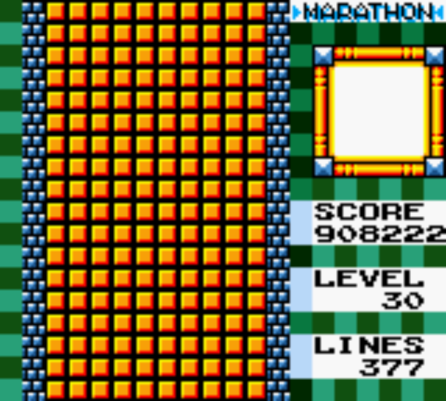 nick666101: Tetris DX: Marathon [Points] (Game Boy Color Emulated) 908,222 points on 2014-07-14 03:06:34