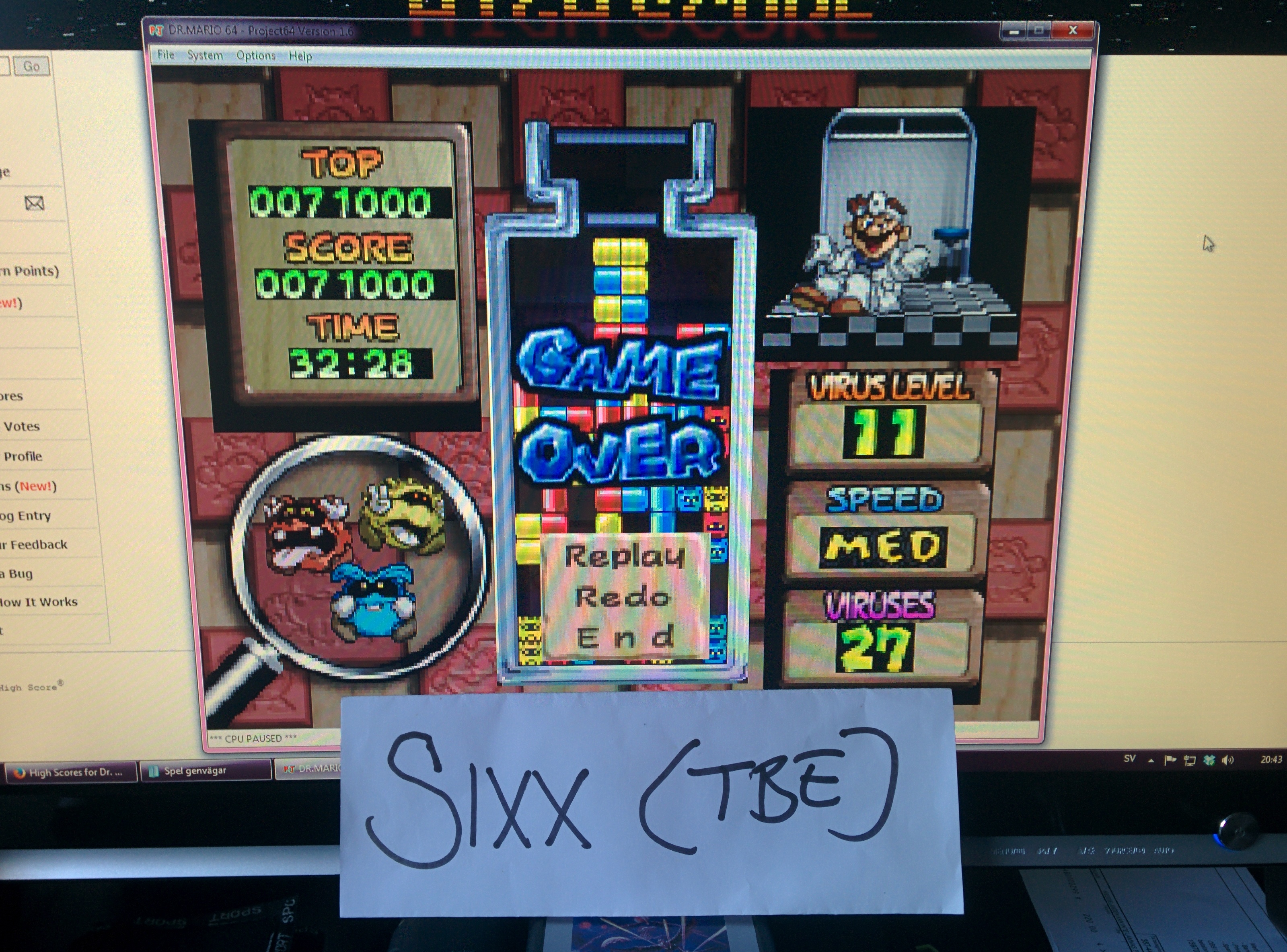 Sixx: Dr. Mario 64: Classic (N64 Emulated) 71,000 points on 2014-07-16 12:45:21