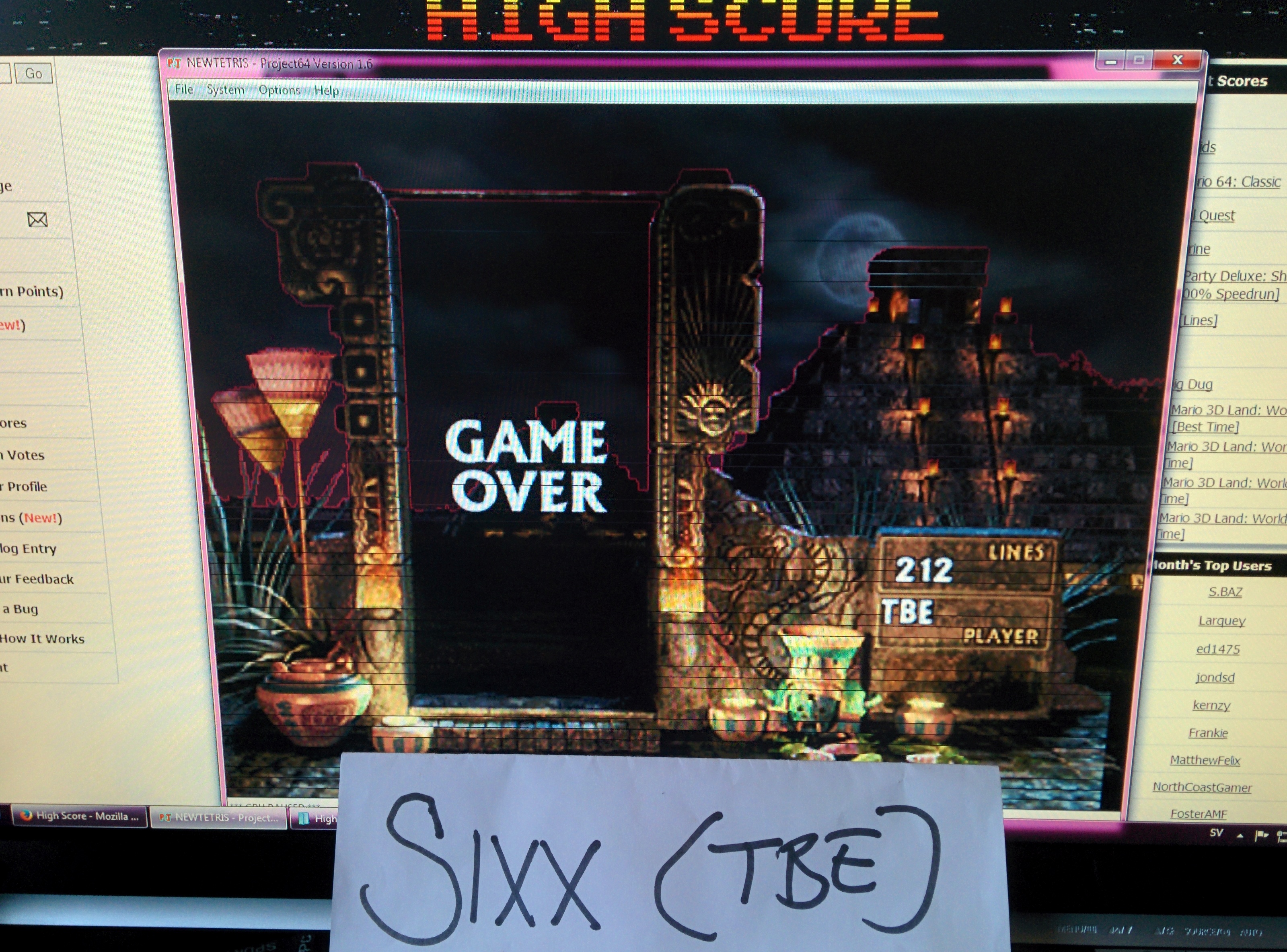 Sixx: New Tetris: Marathon Lines (N64 Emulated) 212 points on 2014-07-16 13:23:57