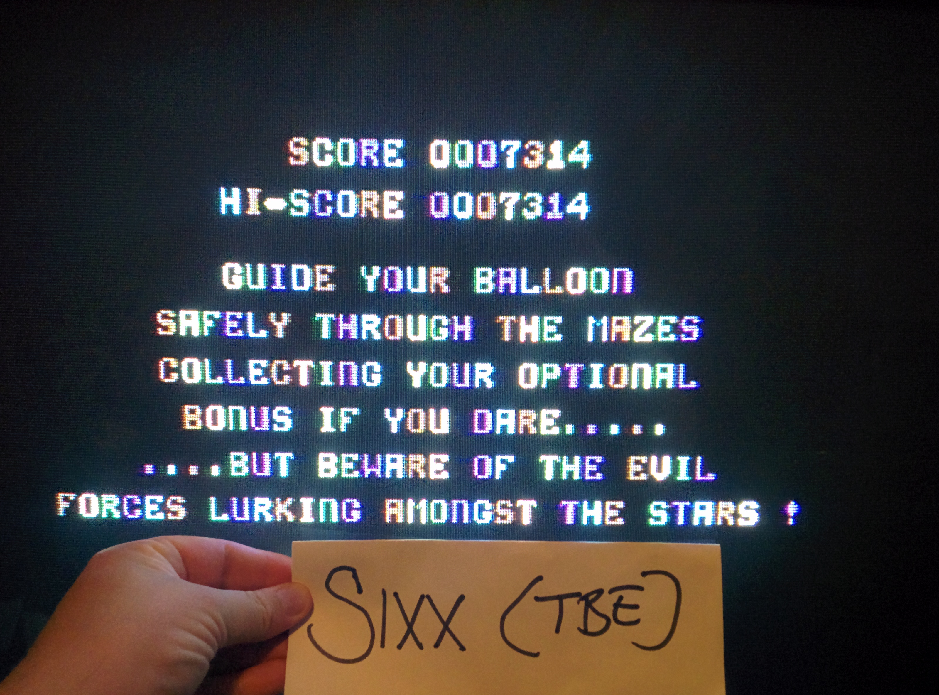 Sixx: Crazy Balloon [Software Projects] (Commodore 64) 7,314 points on 2014-07-16 16:23:22