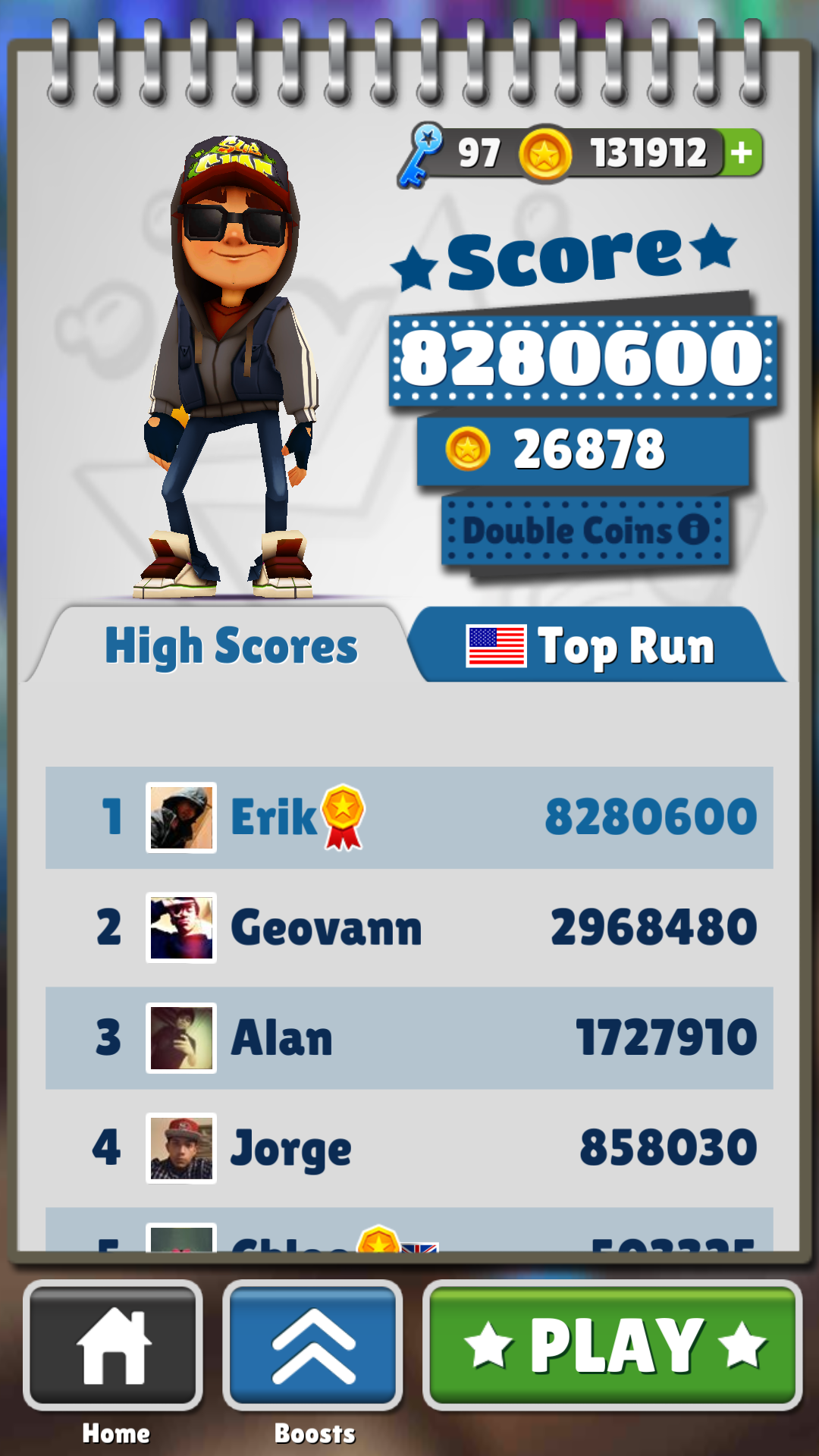 highest score in subway surfers