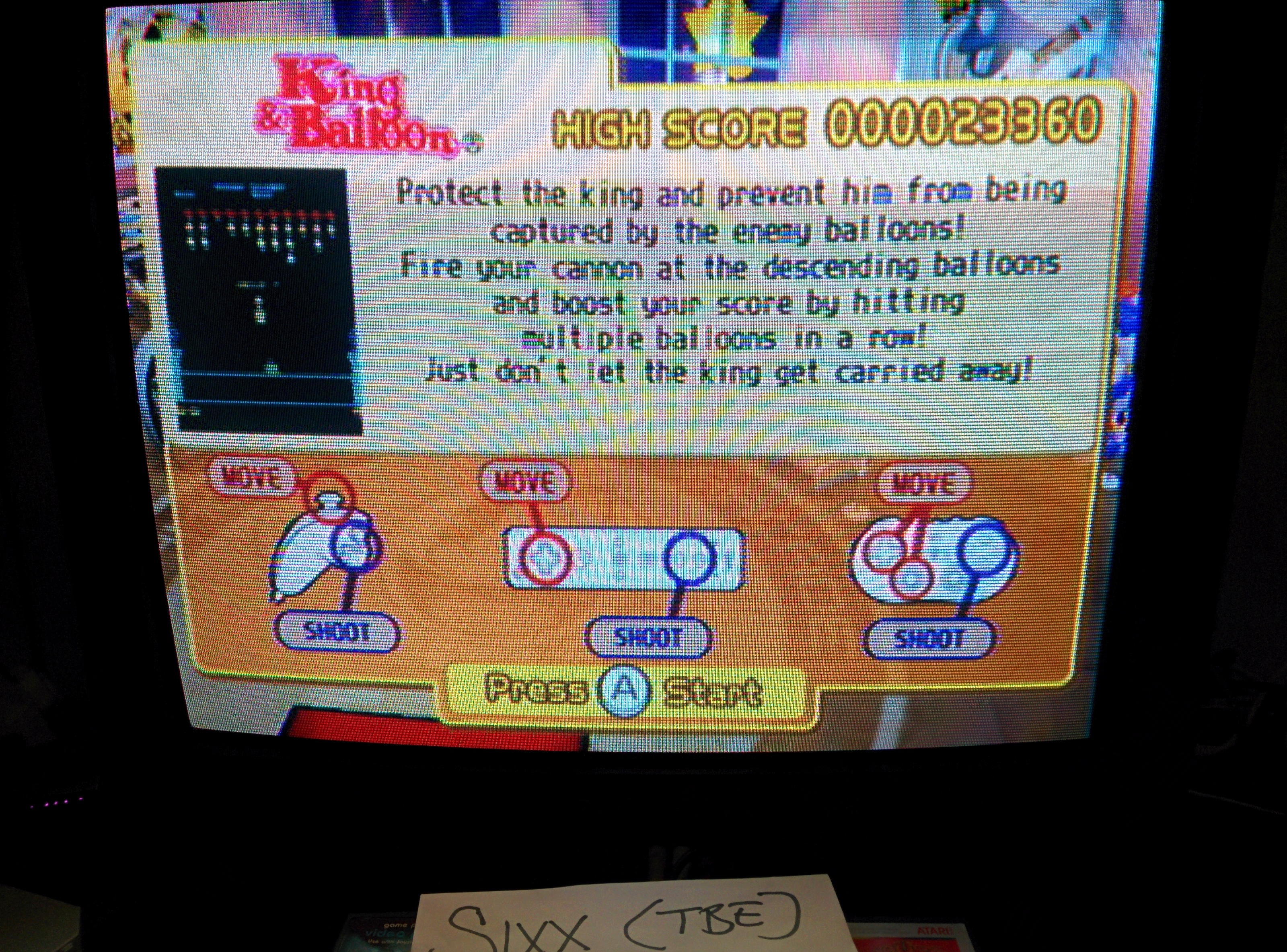 Sixx: Namco Museum Megamix: King & Balloon (Wii) 23,360 points on 2014-07-20 14:24:32