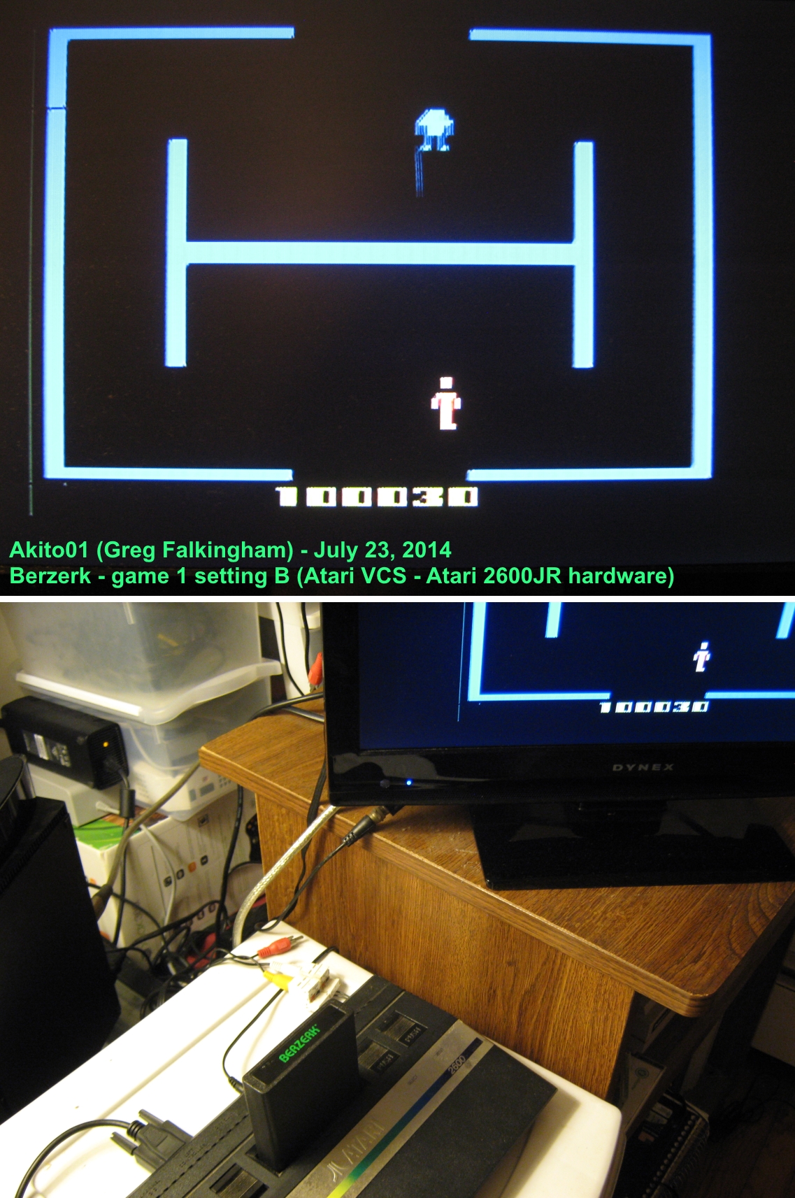 Akito01: Berzerk: Game 1 (Atari 2600) 100,030 points on 2014-07-23 20:32:24