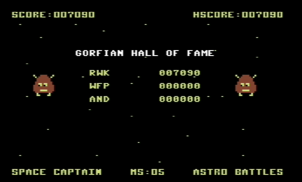 cncfreak: Gorf (Commodore 64 Emulated) 7,090 points on 2013-10-01 06:56:20