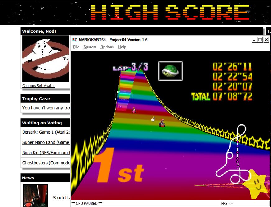 Nod: Mario Kart 64: Rainbow Road [50cc] (N64 Emulated) 0:07:08.72 points on 2014-07-27 20:31:04