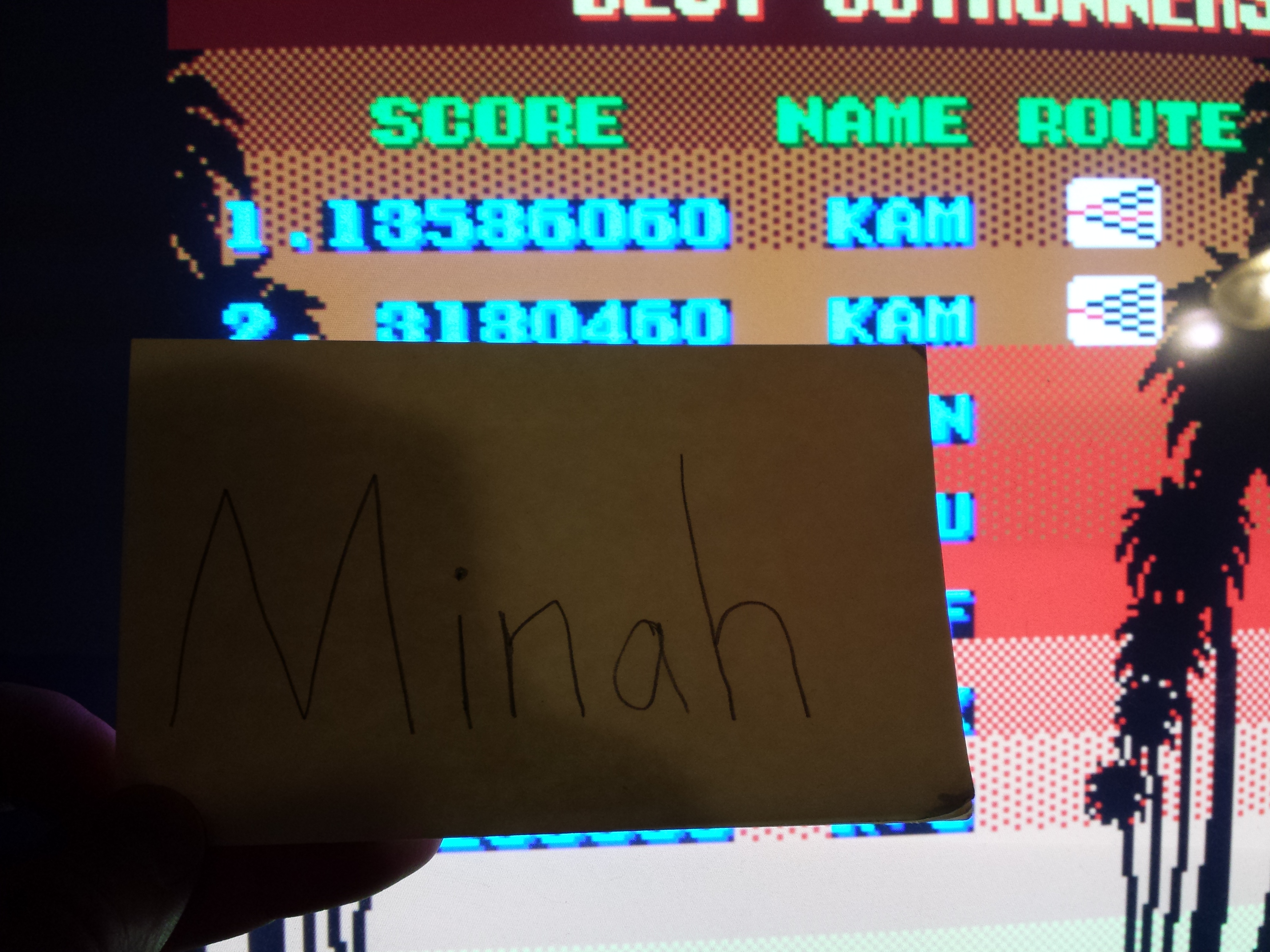 minah: Outrun (Sega Master System Emulated) 13,586,060 points on 2014-07-29 21:03:53