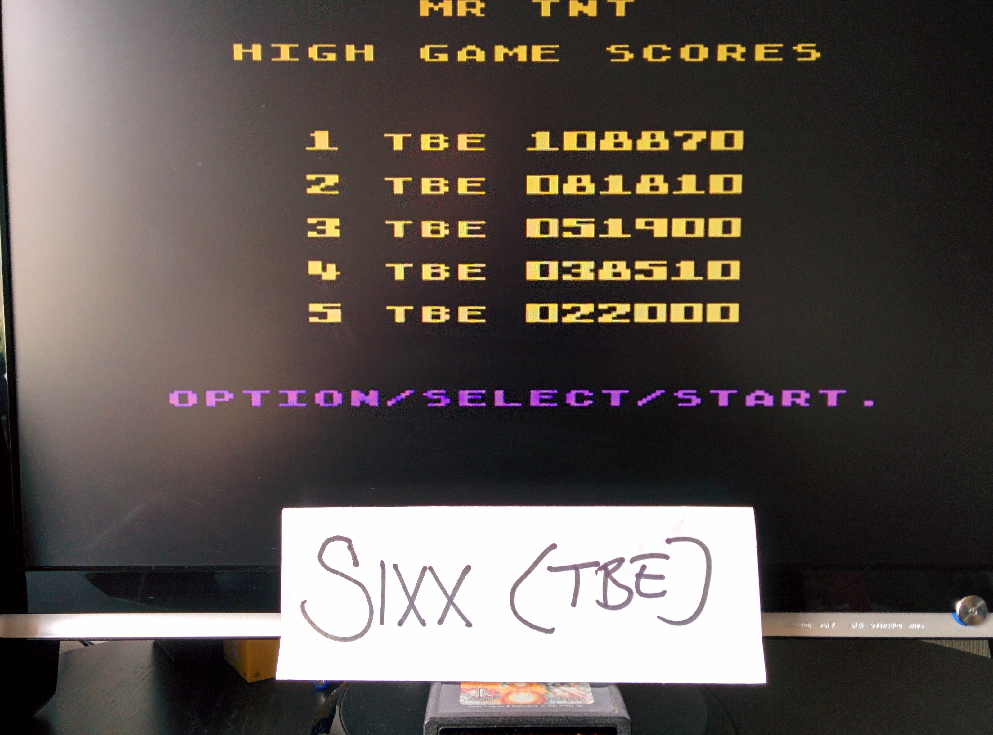 Sixx: Mr. TNT (Atari 400/800/XL/XE Emulated) 108,870 points on 2014-08-09 03:44:43