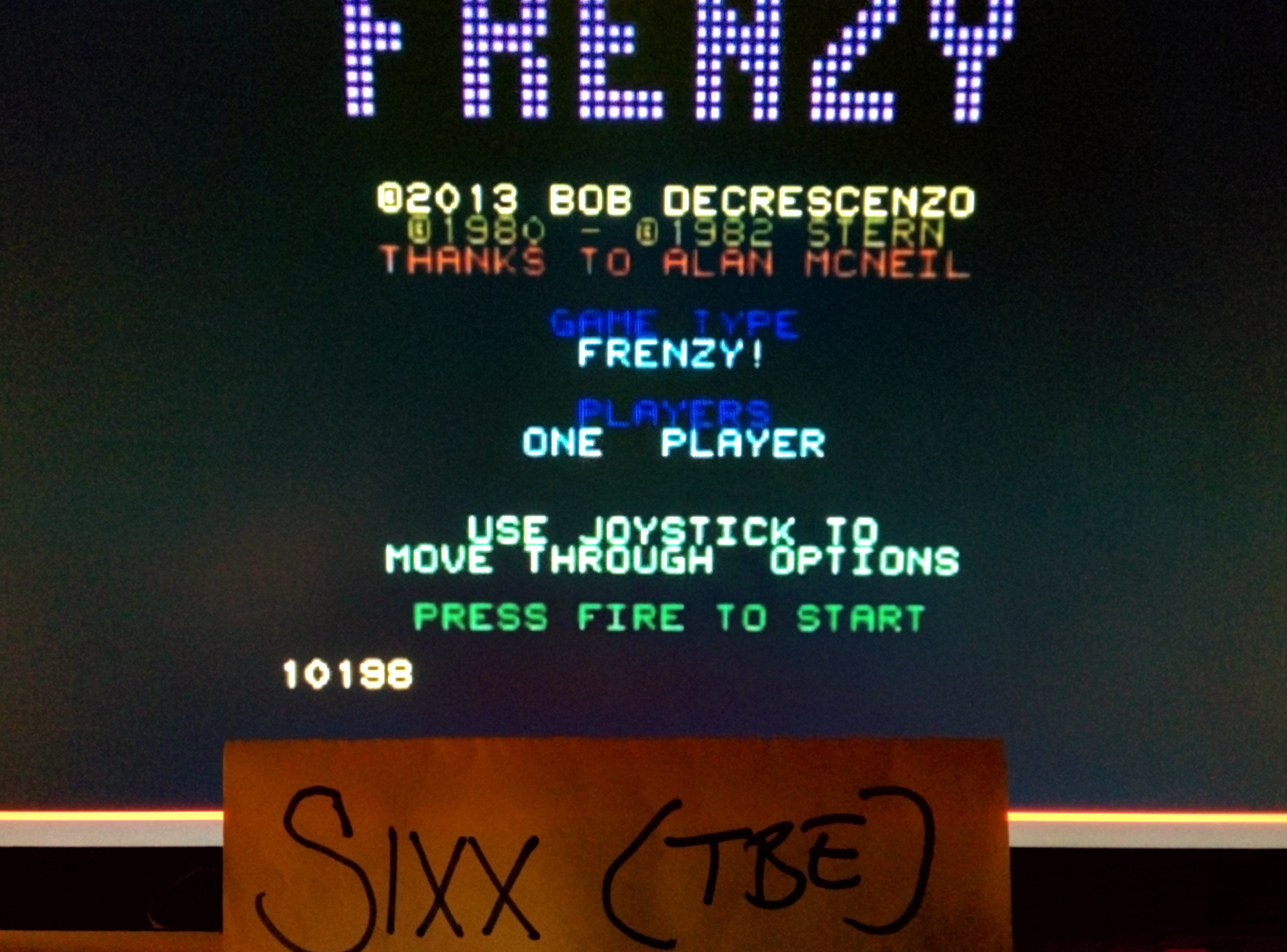 Sixx: Frenzy (Atari 7800 Emulated) 10,198 points on 2014-08-09 15:42:09