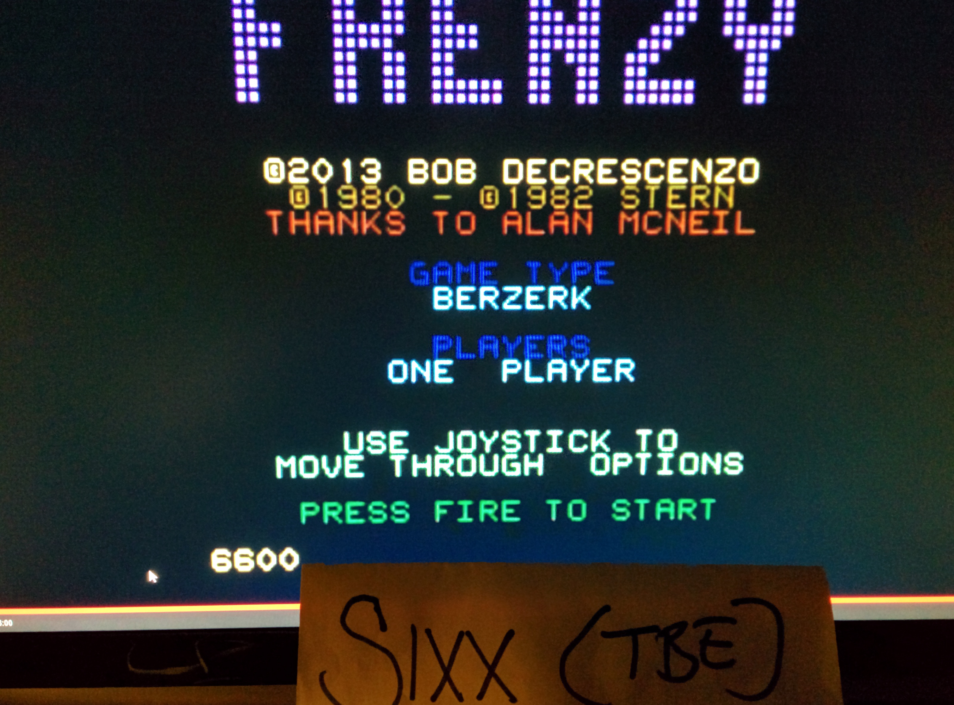 Sixx: Berzerk (Atari 7800 Emulated) 6,600 points on 2014-08-09 15:44:56