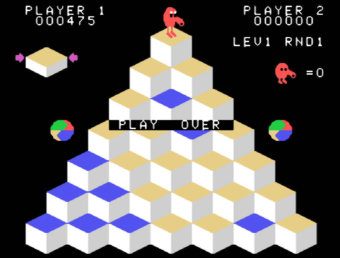 cncfreak: Q*Bert (TI 99/4A Emulated) 475 points on 2013-10-01 17:50:10