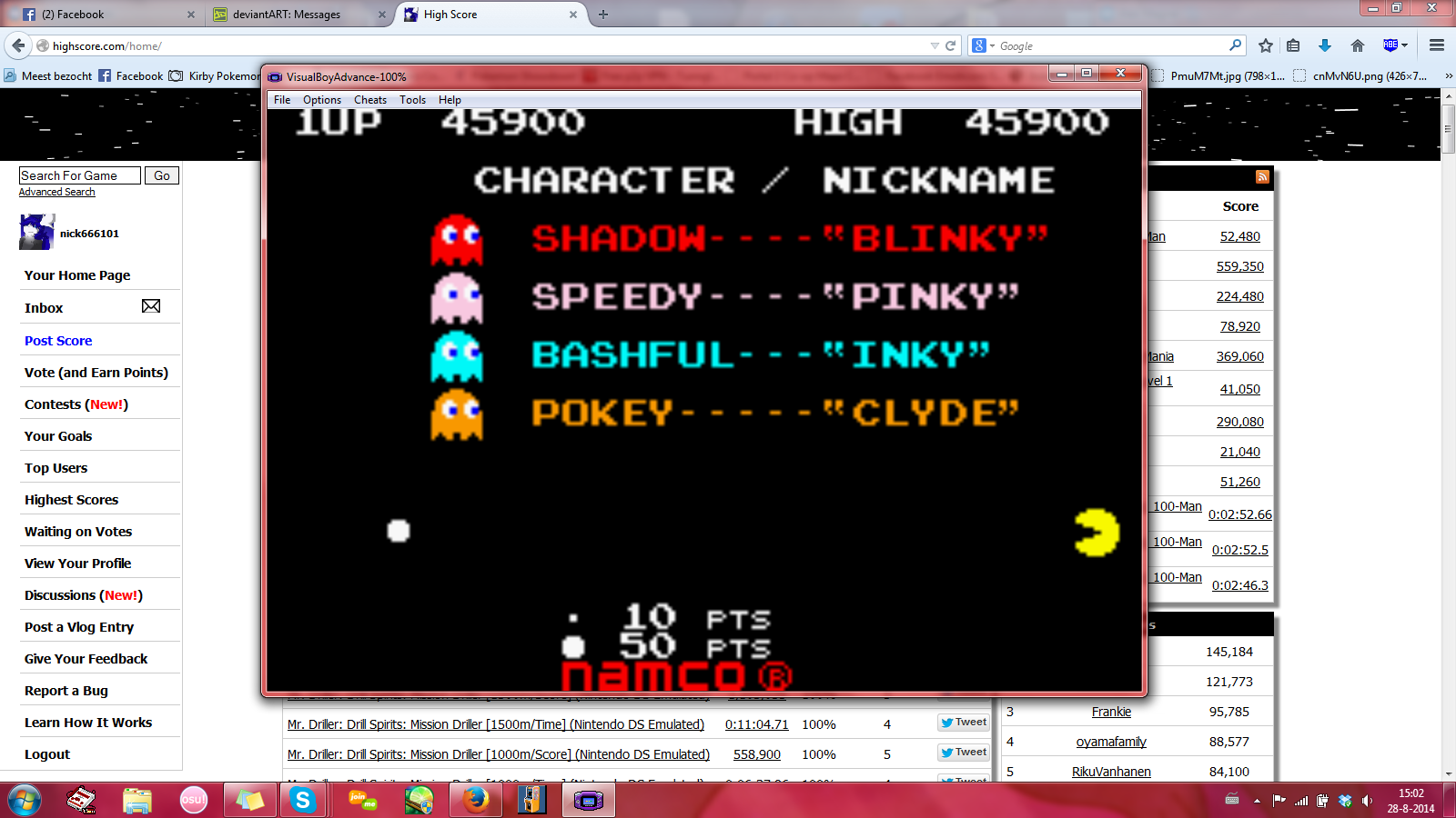nick666101: Pac-Man Collection: Pac-Man (GBA Emulated) 45,900 points on 2014-08-28 07:03:27
