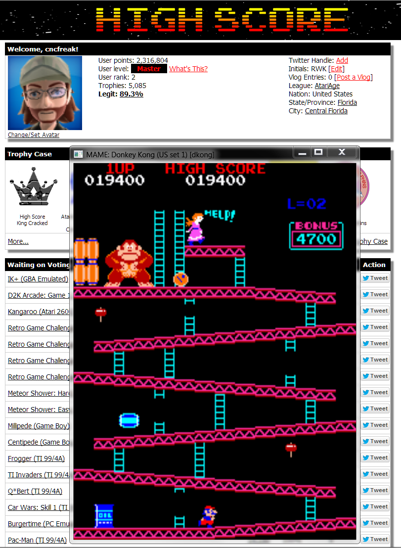 cncfreak: Donkey Kong (Arcade Emulated / M.A.M.E.) 19,400 points on 2014-08-31 10:35:03