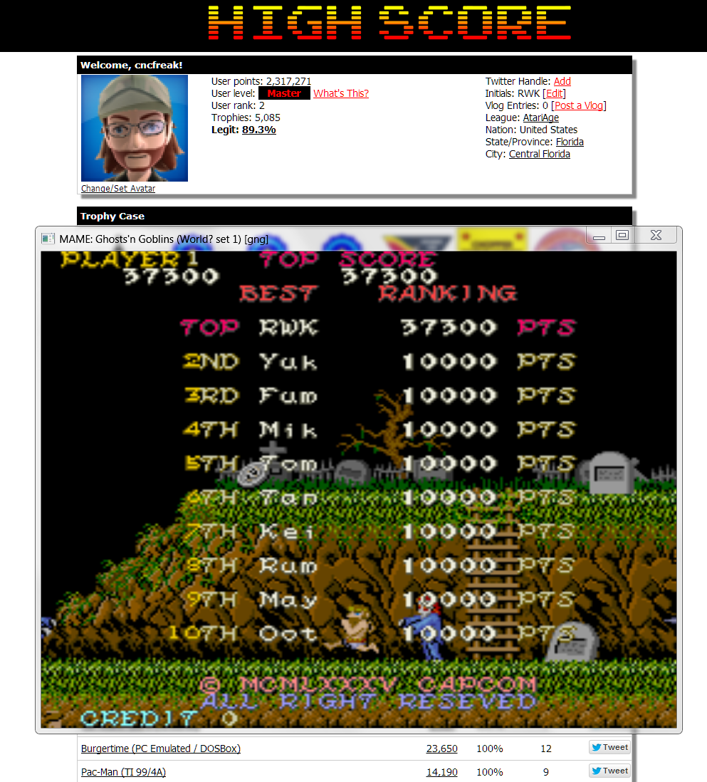 cncfreak: Ghosts N Goblins (Arcade Emulated / M.A.M.E.) 37,300 points on 2014-08-31 15:29:56