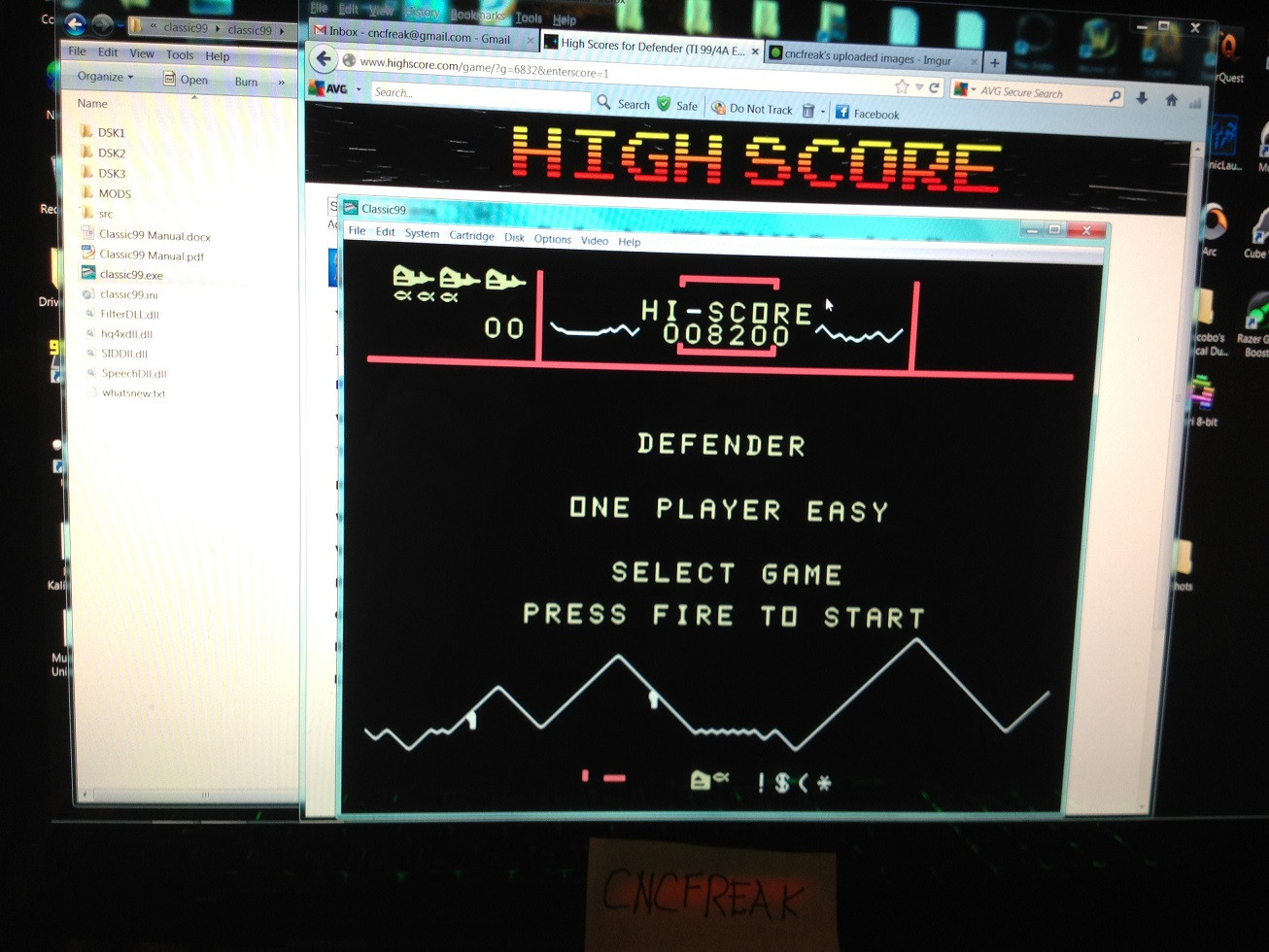 cncfreak: Defender (TI 99/4A Emulated) 8,200 points on 2013-10-06 22:35:26