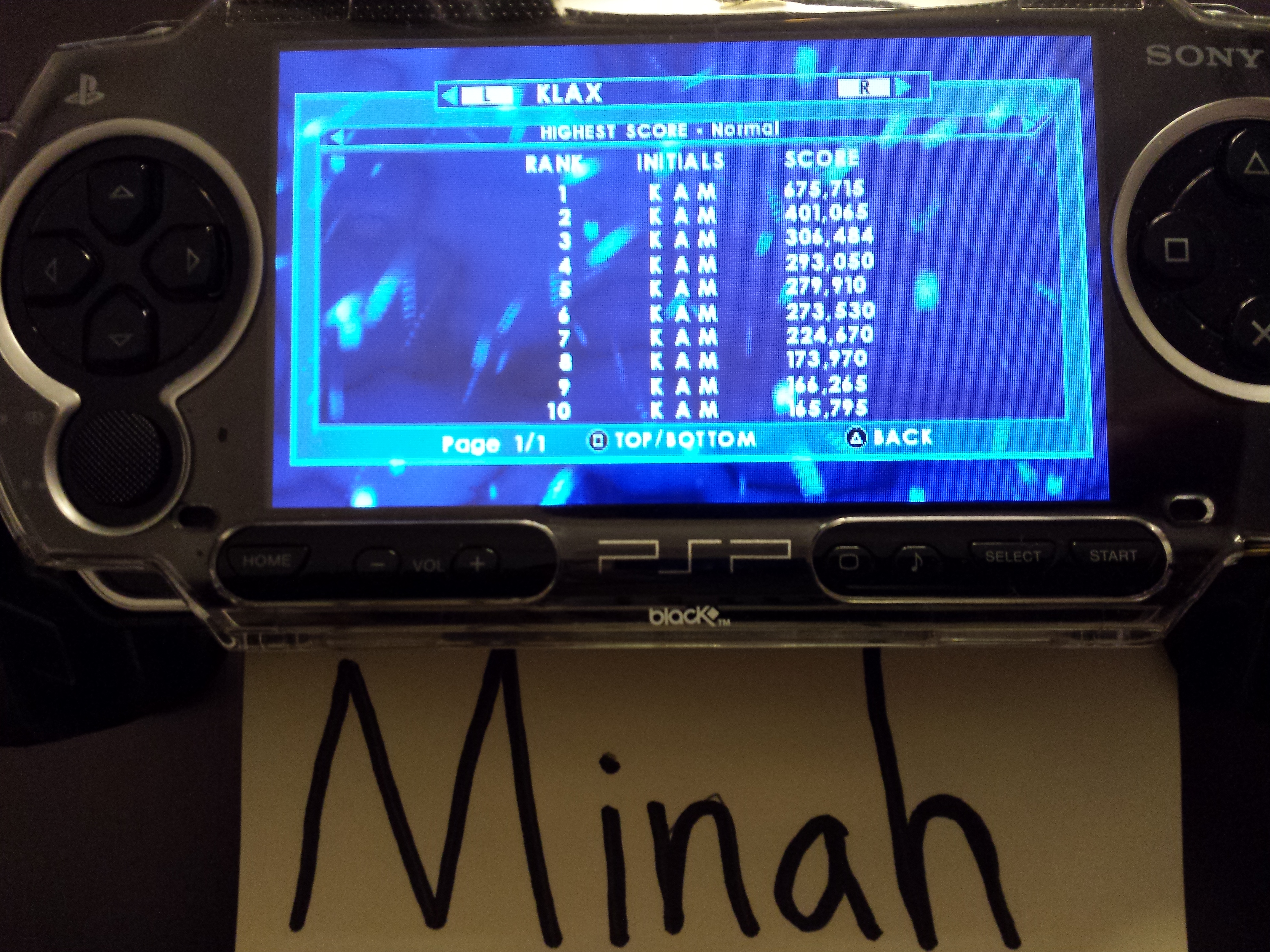 minah: Midway Arcade Treasures: Extended Play: Klax (PSP) 675,715 points on 2014-10-06 19:42:34