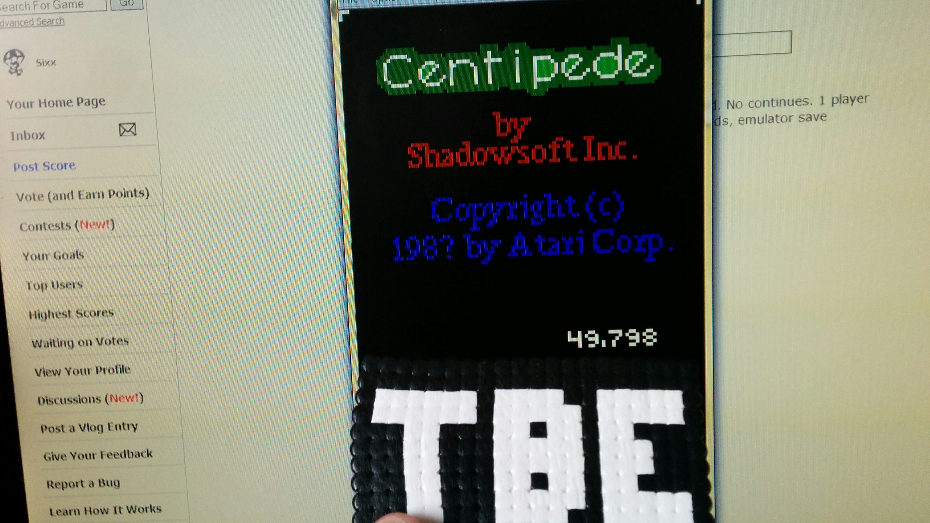 Sixx: Centipede (Atari Lynx Emulated) 49,798 points on 2014-10-09 06:22:15