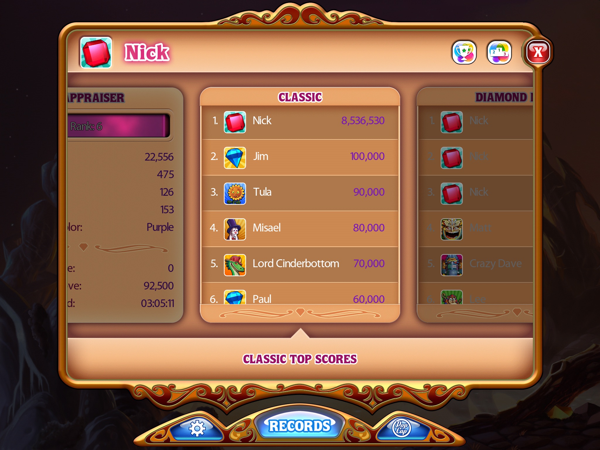 nick666101: Bejeweled HD [Classic] (iOS) 8,536,530 points on 2014-10-17 10:11:26