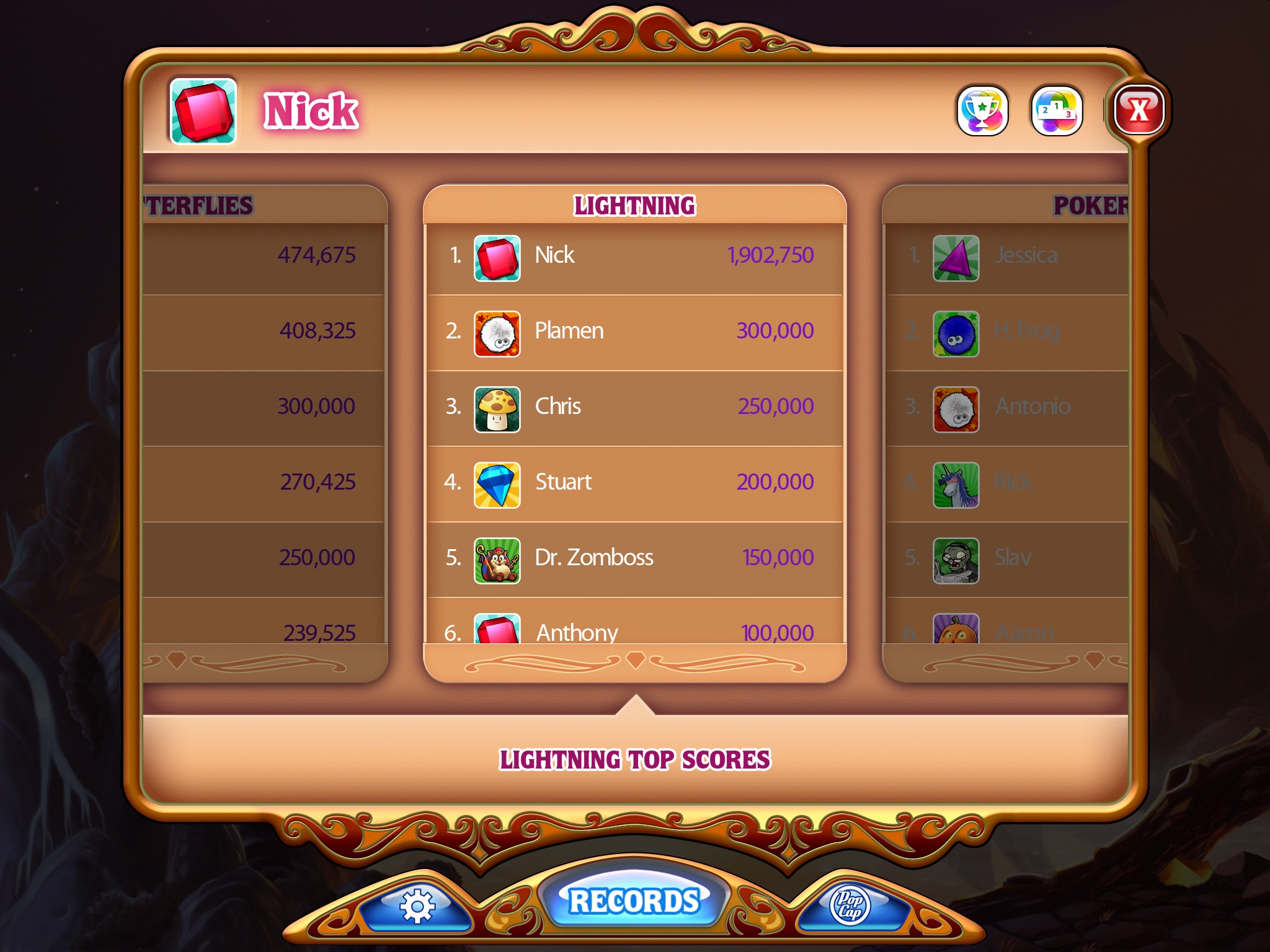 nick666101: Bejeweled HD [Lightning] (iOS) 1,902,750 points on 2014-10-17 10:19:33