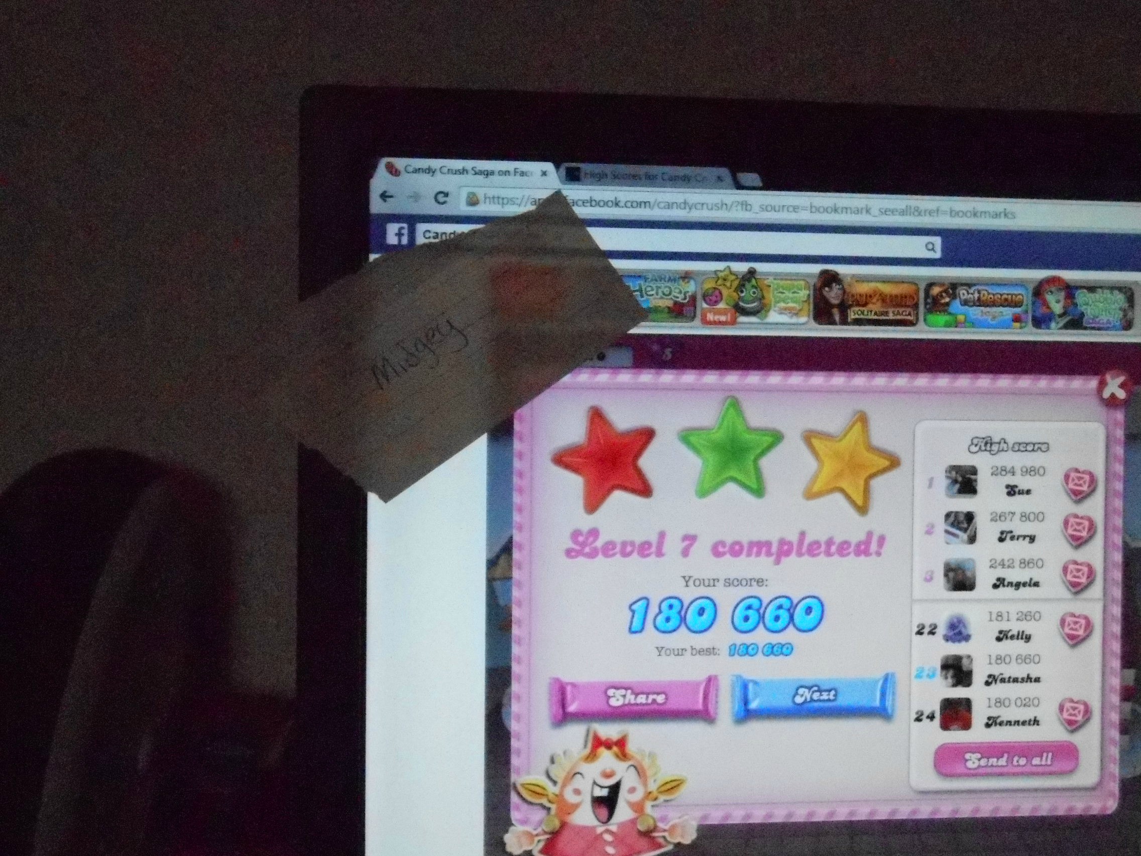 midgey: Candy Crush Saga: Level 007 (Web) 180,660 points on 2013-10-12 09:25:36