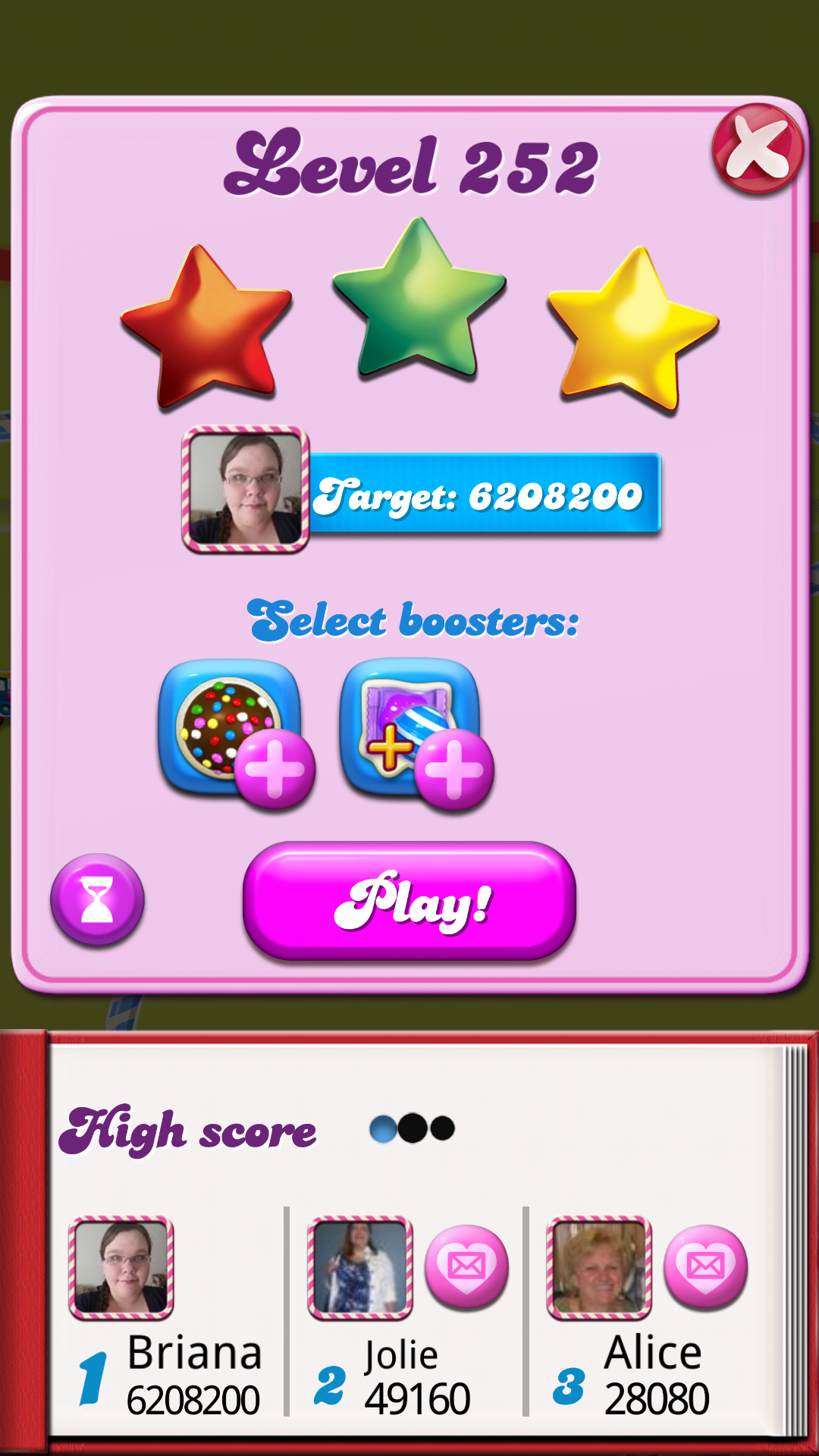 Candy Crush Saga: Level 253 6,208,200 points