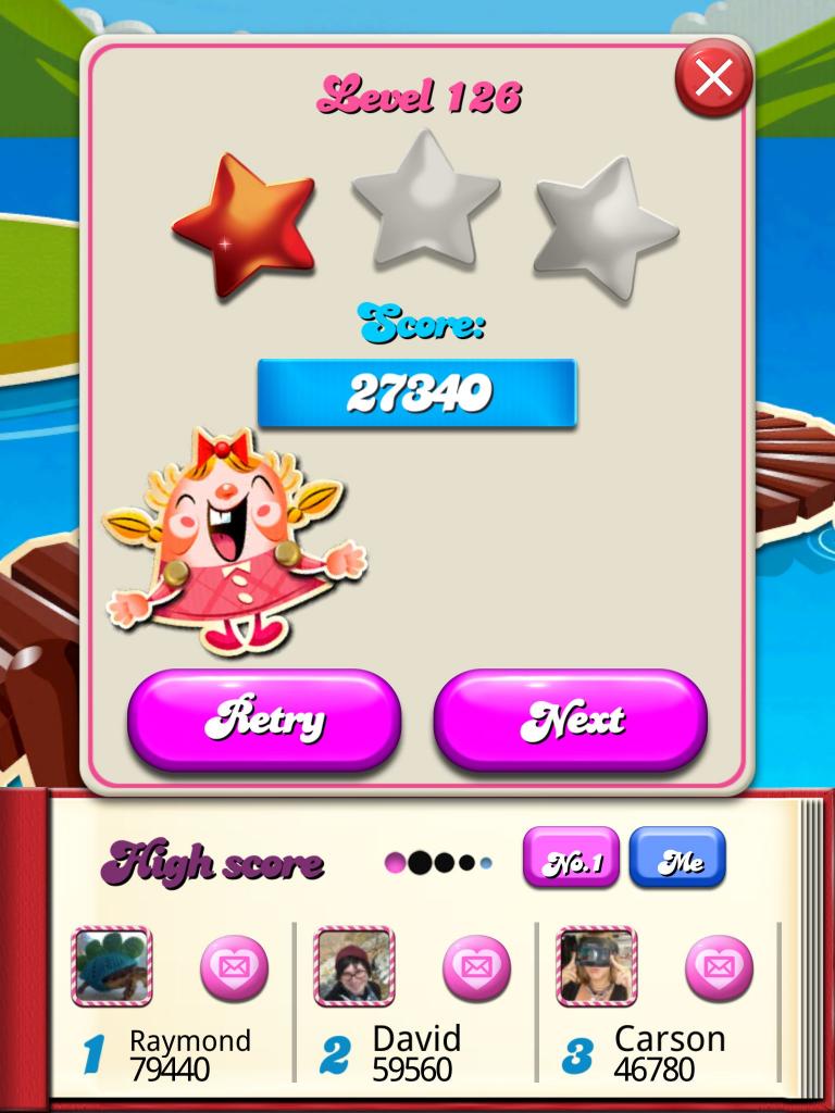 Candy Crush Saga: Level 126 27,340 points