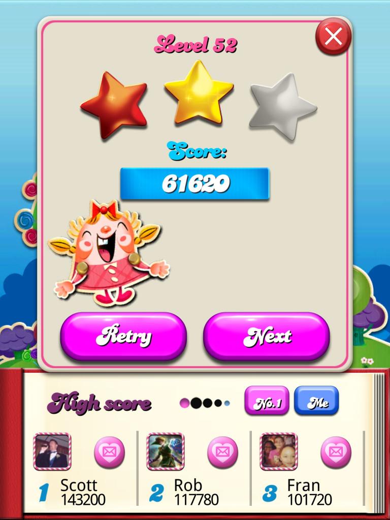 Candy Crush Saga: Level 052 61,620 points