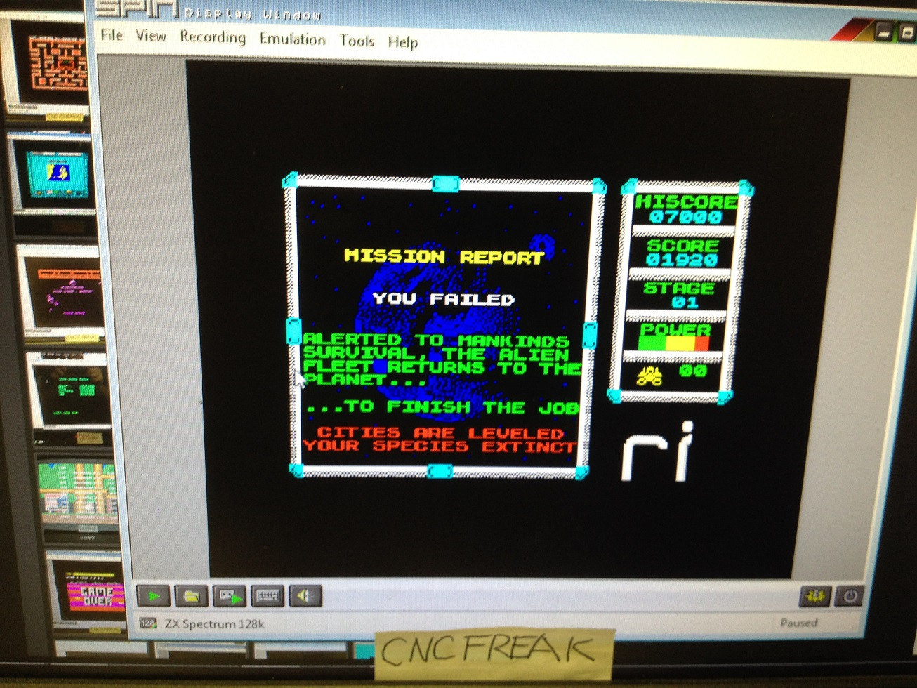 cncfreak: Retro Invaders (ZX Spectrum Emulated) 1,920 points on 2013-10-14 12:14:25