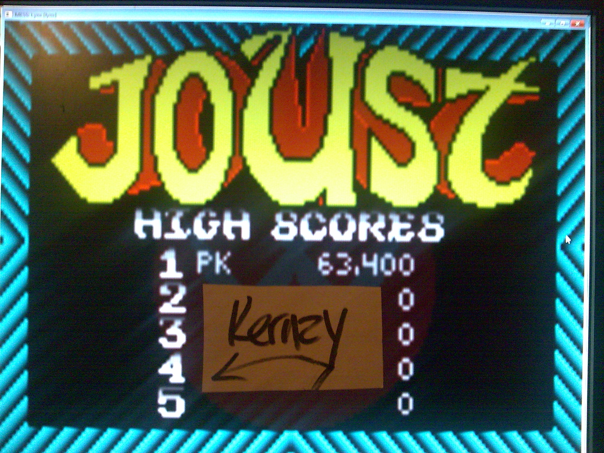kernzy: Joust (Atari Lynx Emulated) 63,400 points on 2014-11-12 04:59:40